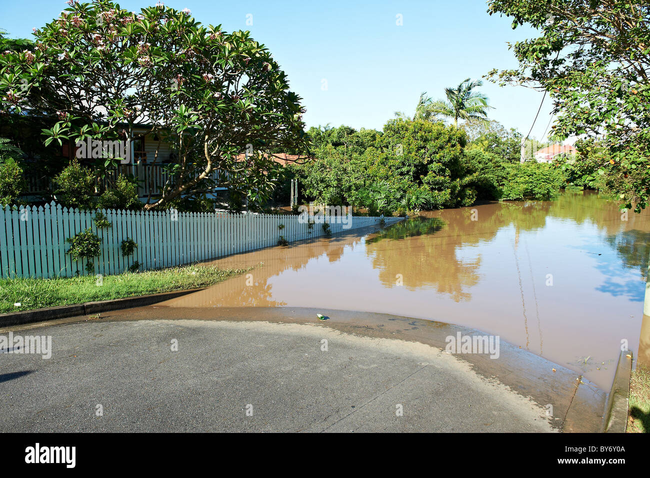 Brisbane Hochwasser 2011 in Fairfield Stockfoto