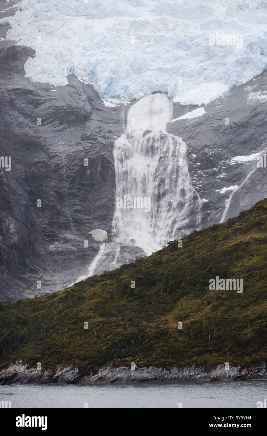 Blick auf Rätoromanisch Gletscher, chilenische Fjorde, Beagle-Kanal, Magallanes y De La Antartica Chilena, Patagonien, Chile, Südamerika, Stockfoto