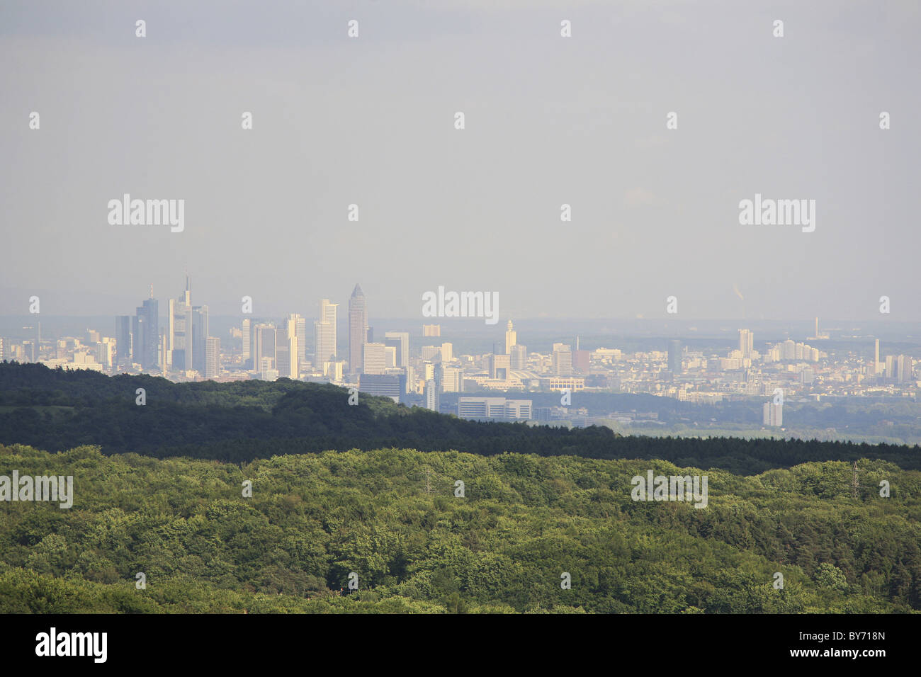 Blick vom Taunus Mountains auf die Skyline von Frankfurt Am Main, Hessen, Deutschland Stockfoto