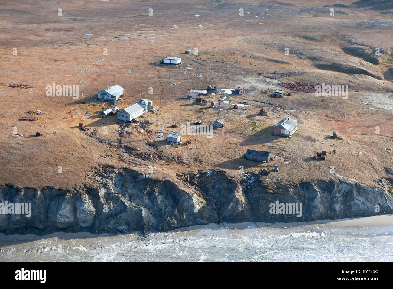 Jamal-Halbinsel, West-Sibirien, Russland. Nenet Stamm des Lebens Gesicht Gefahren durch Gas verändern Exploration und Klima Stockfoto