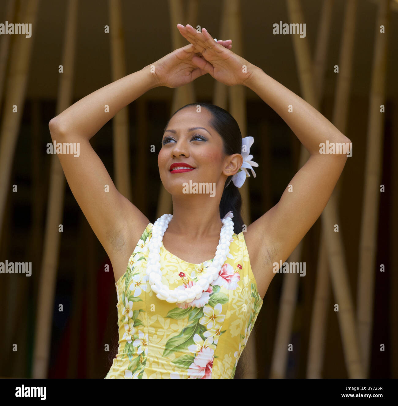 Lokale Frau tanzt Hula, Oahu, Hawaii, USA, Amerika Stockfoto