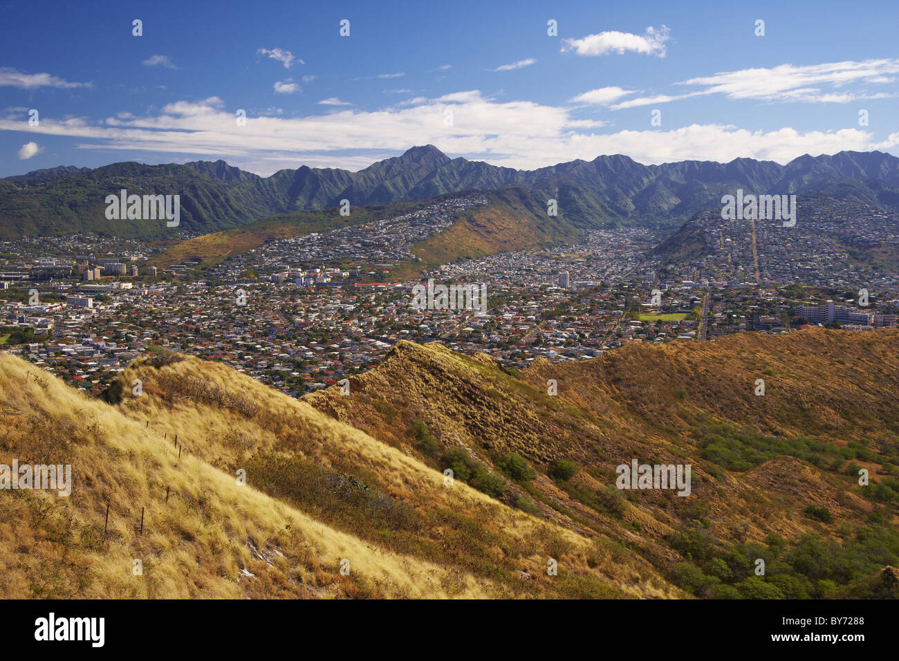 Blick vom Diamond Head an der Stadt Honolulu, Oahu, Hawaii, USA, Amerika Stockfoto