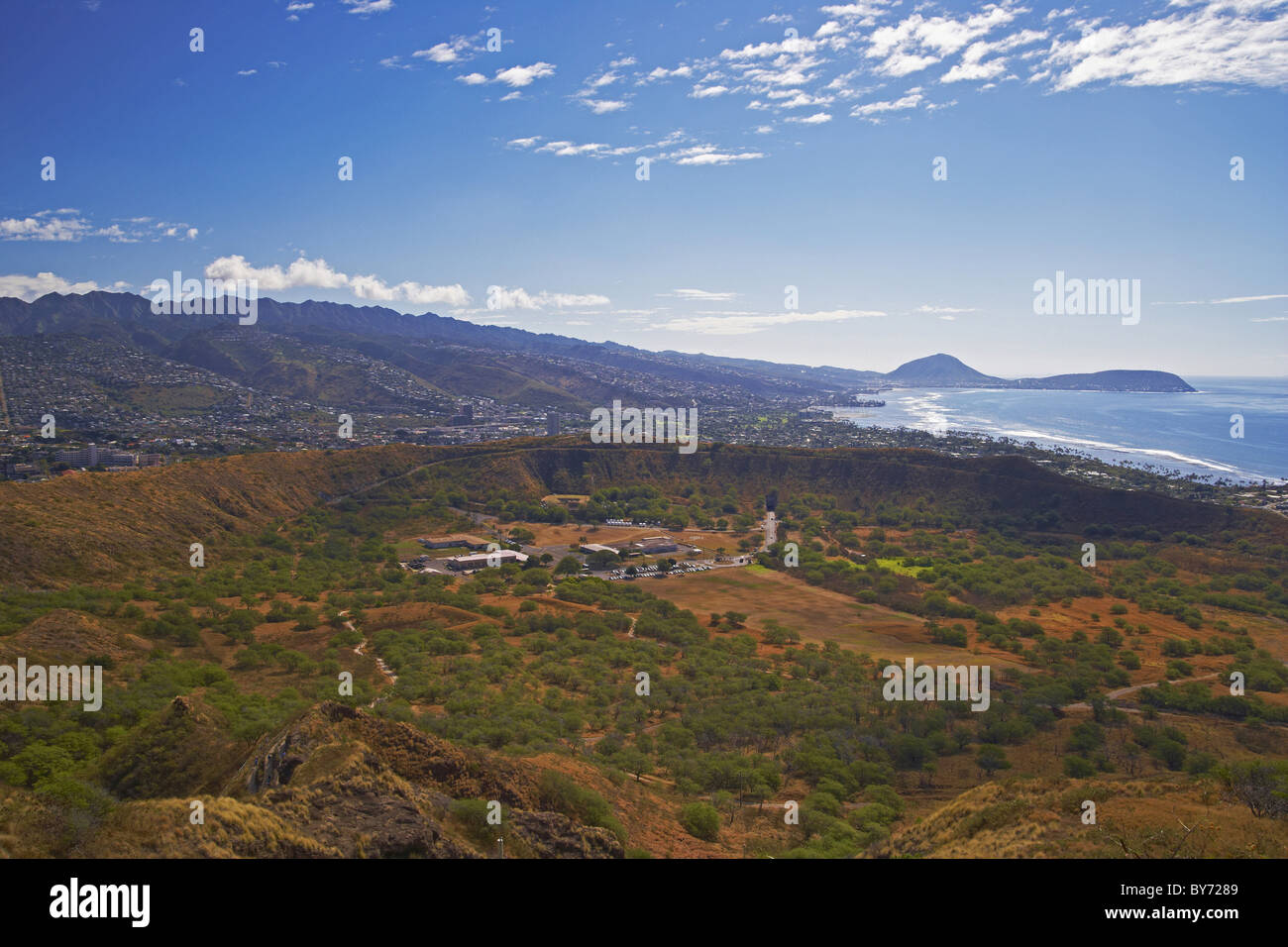 Blick vom Diamond Head Krater und Küste Bereich in den Südosten, Oahu, Hawaii, USA, Amerika Stockfoto