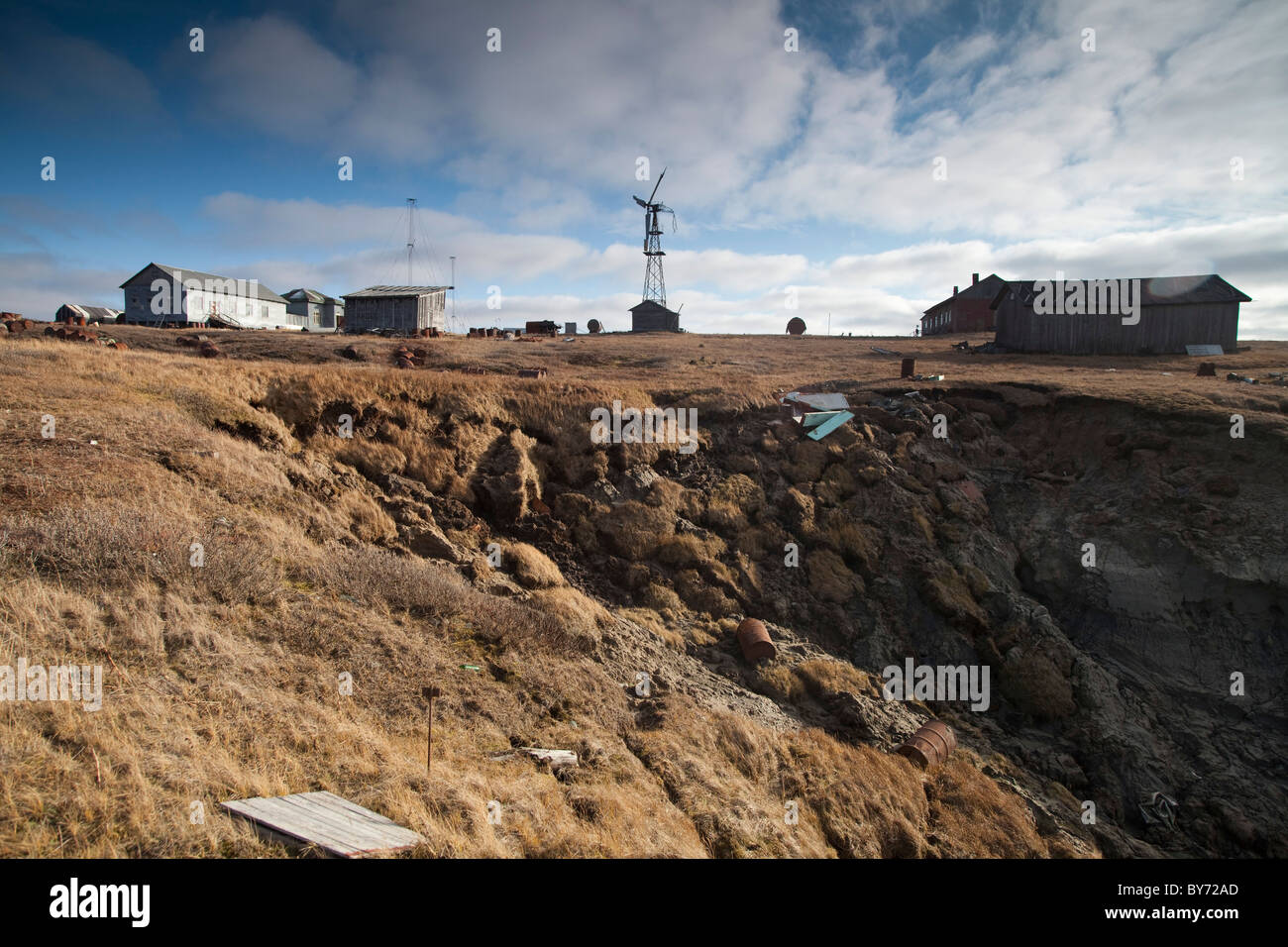 Jamal-Halbinsel, West-Sibirien, Russland. Nenet Stamm des Lebens Gesicht Gefahren durch Gas verändern Exploration und Klima Stockfoto