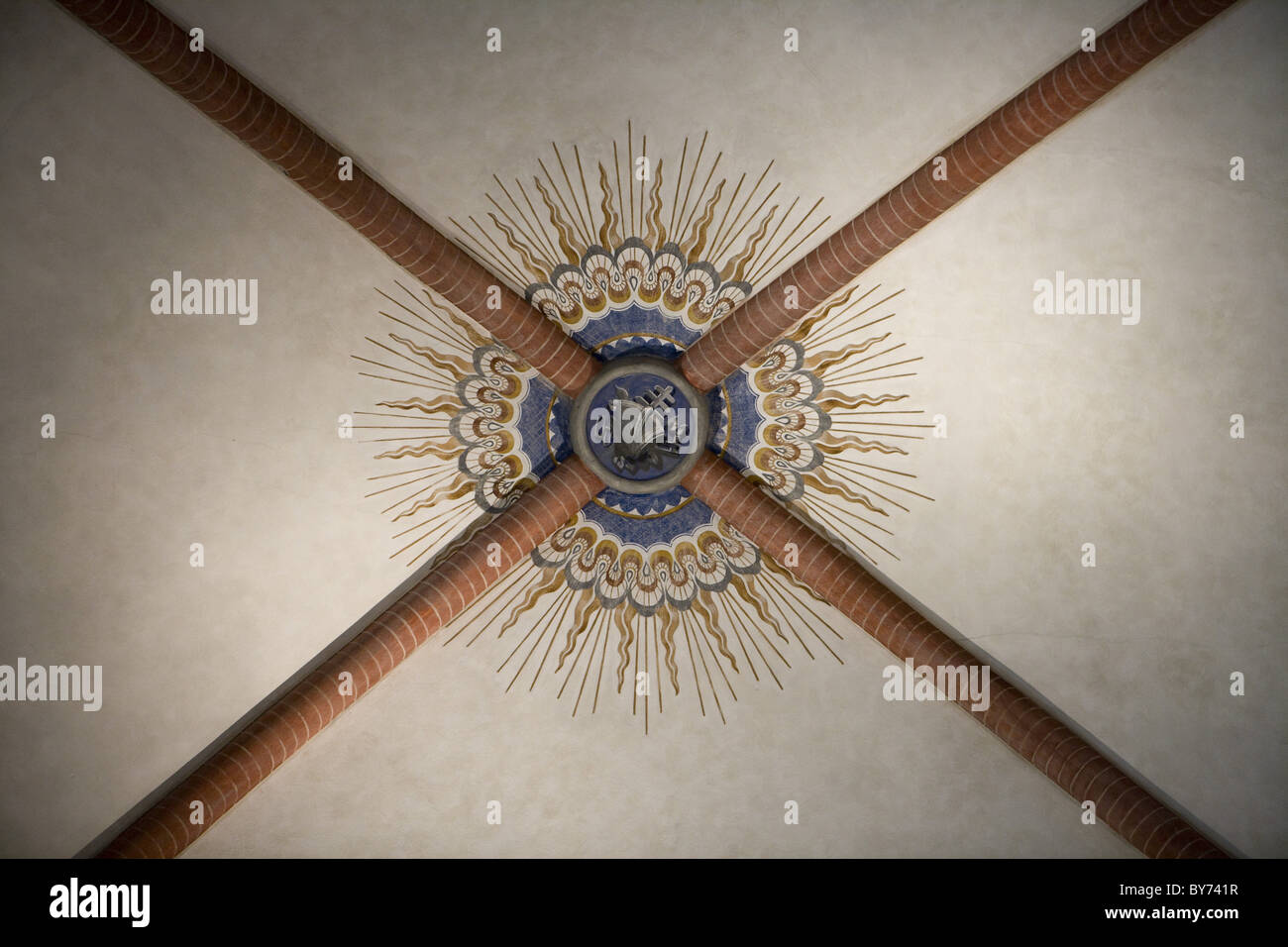 Kunstvoll verzierte Decke La Cervara Abbazia, Portofino, Ligurien, Italien, Europa Stockfoto