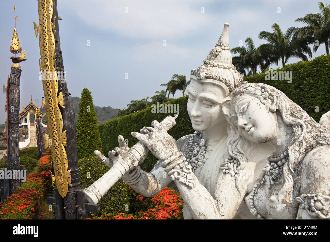 Buddhistische Figuren im Nong Nooch tropical Botanical Garden in der Nähe von Pattaya, Provinz Chonburi, Thailand, Asien Stockfoto