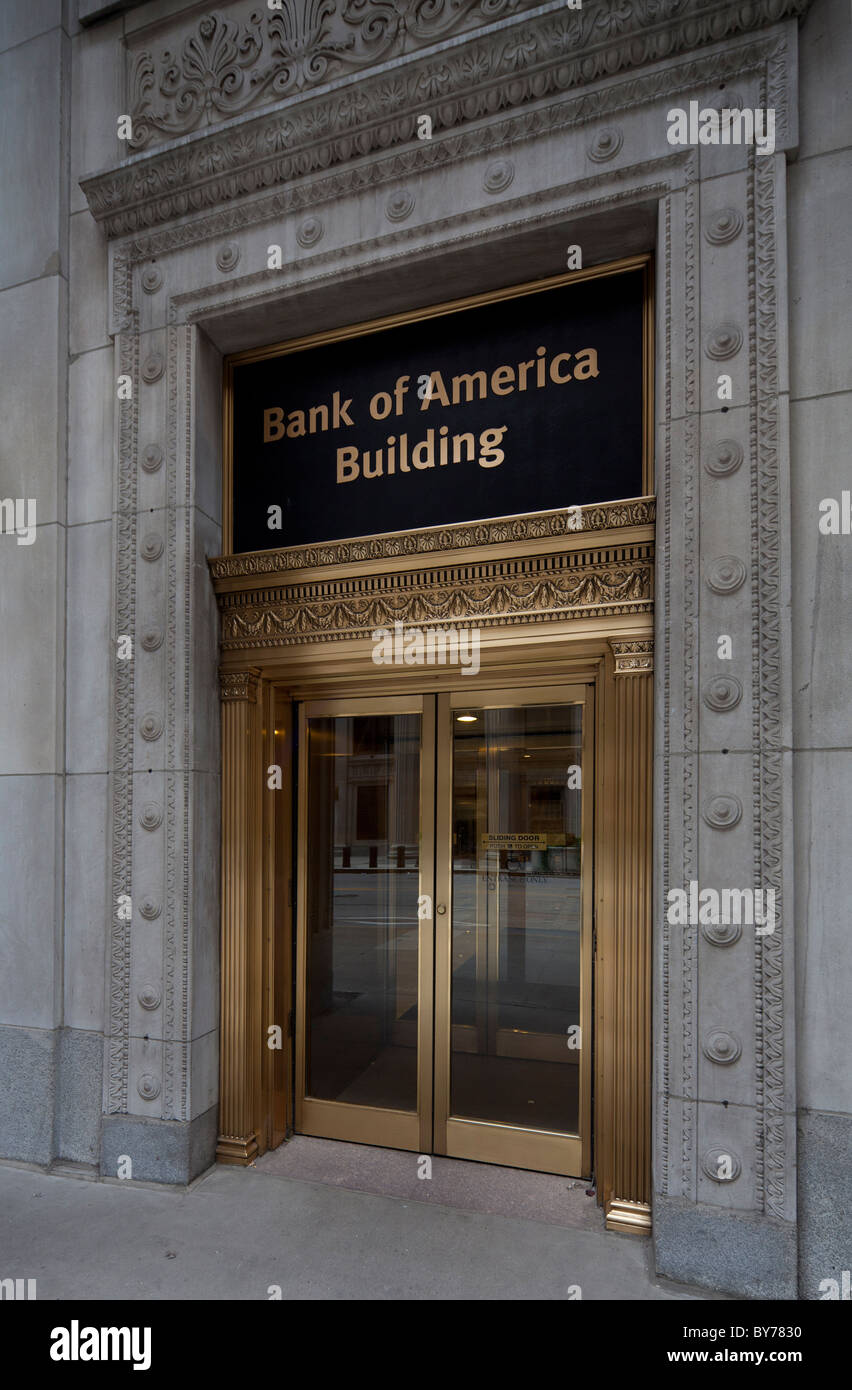 Eingang des Bank of America Building, Chicago, Illinois, USA Stockfoto