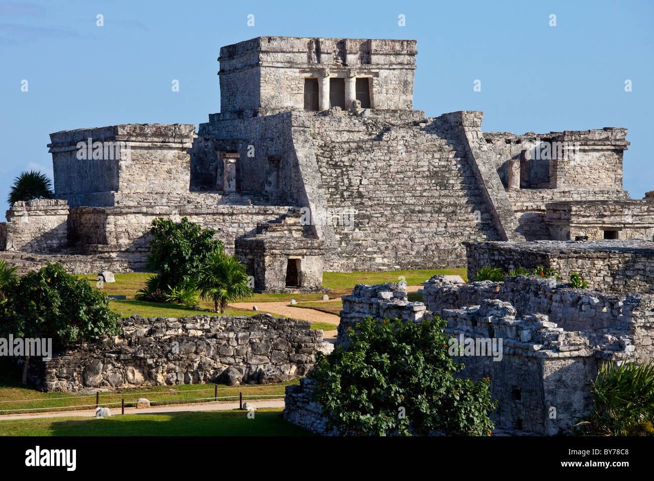El Castillo, Tulum, Maya-Ruinen auf der Yucatan Halbinsel, Mexiko Stockfoto