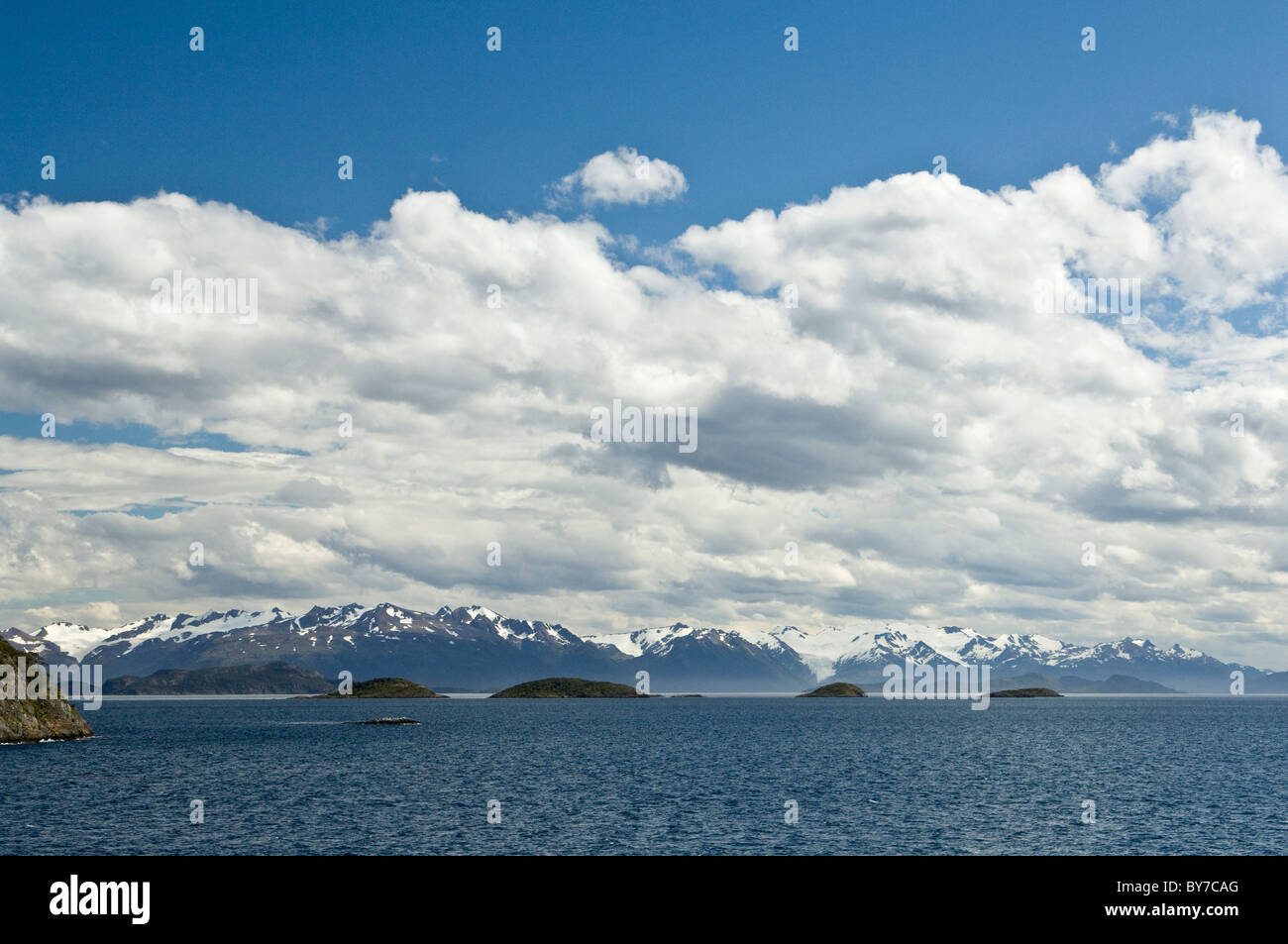 Inseln im Wulaia Bucht Canal Murray Tierra del Fuego Archipel der südlichen Chile Pazifik Südamerika Stockfoto