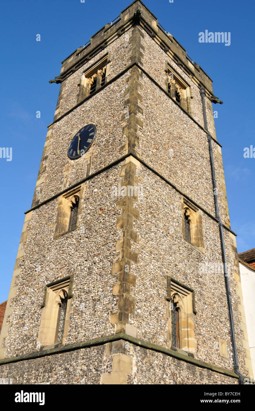 Anfang des 15. Jahrhunderts mittelalterlichen Uhrturm in St Albans, Hertfordshire, UK. Stockfoto