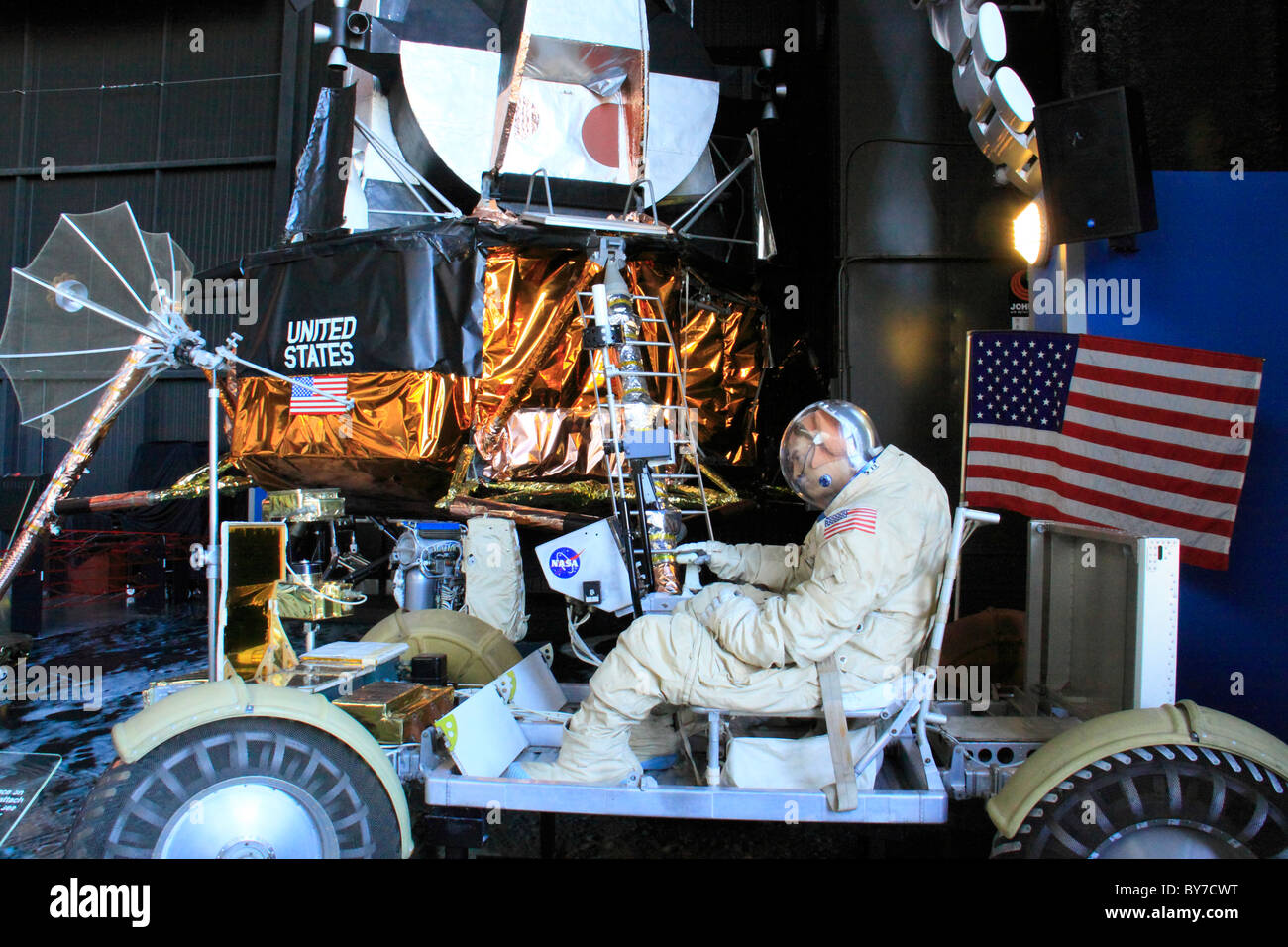 Mondfahrzeug Ausstellung, U.S. Space & Rocket Center in Huntsville, Alabama, USA Stockfoto
