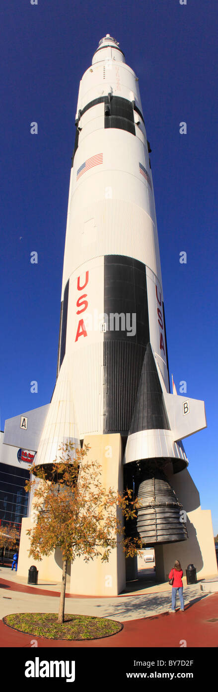 Saturn V Replica, Apollo Hof, U.S. Space & Rocket Center in Huntsville, Alabama, USA Stockfoto