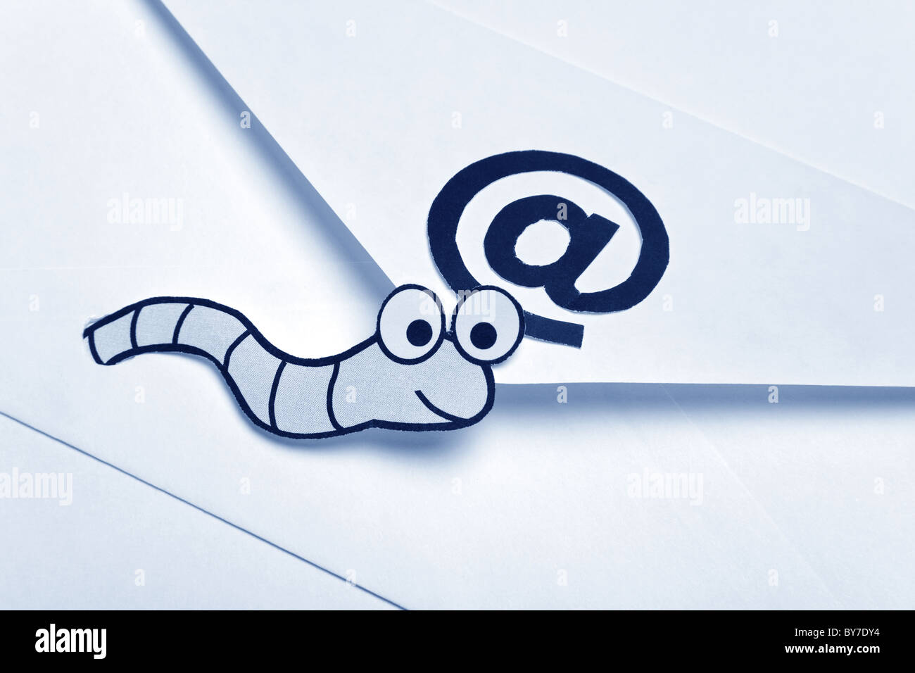 Wurm und E-mail, e-Mail-Sicherheitskonzept, Virus Stockfoto