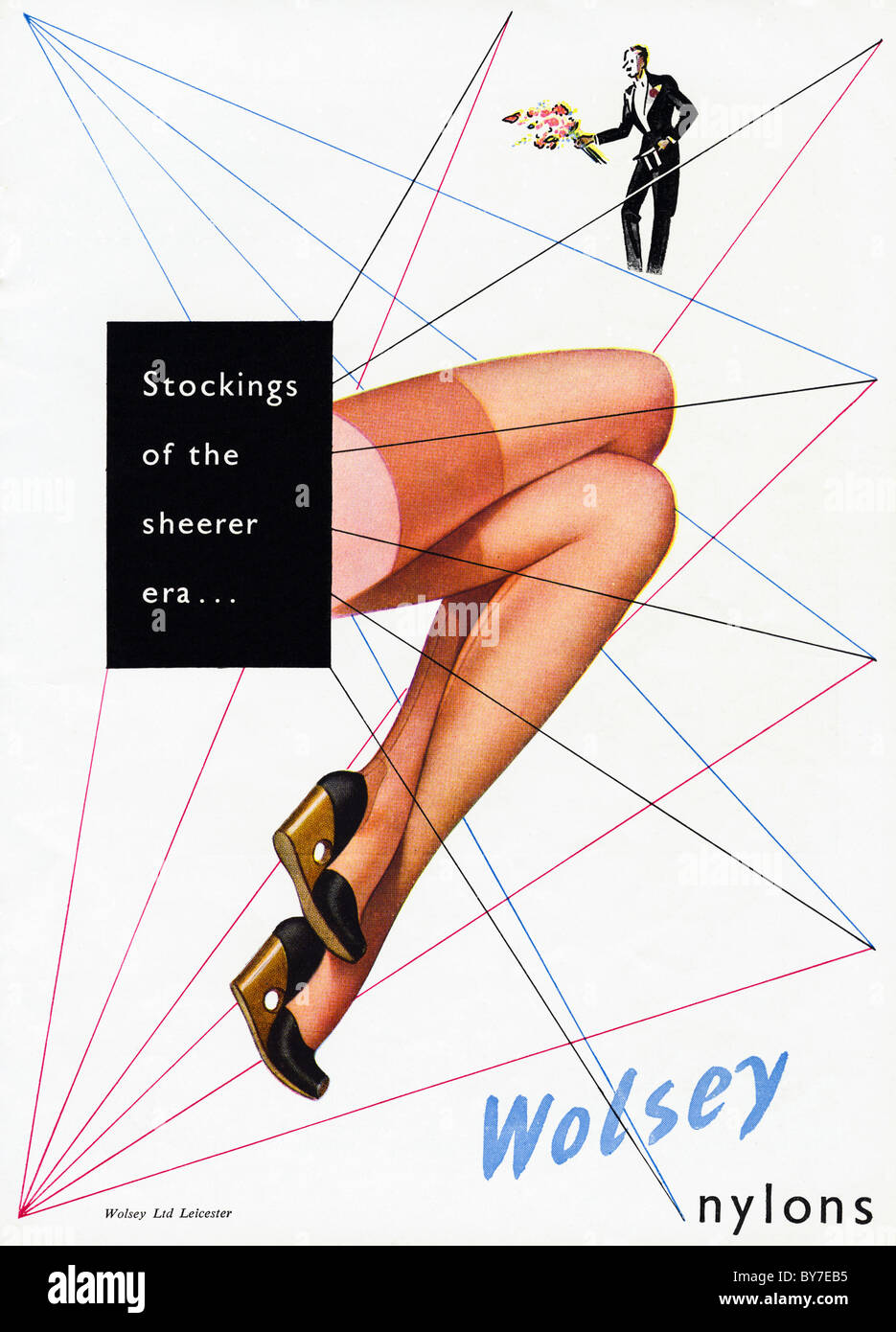 1940er Jahren Werbung für WOLSEY Nylonstrümpfe in Frauen-Magazin Stockfoto