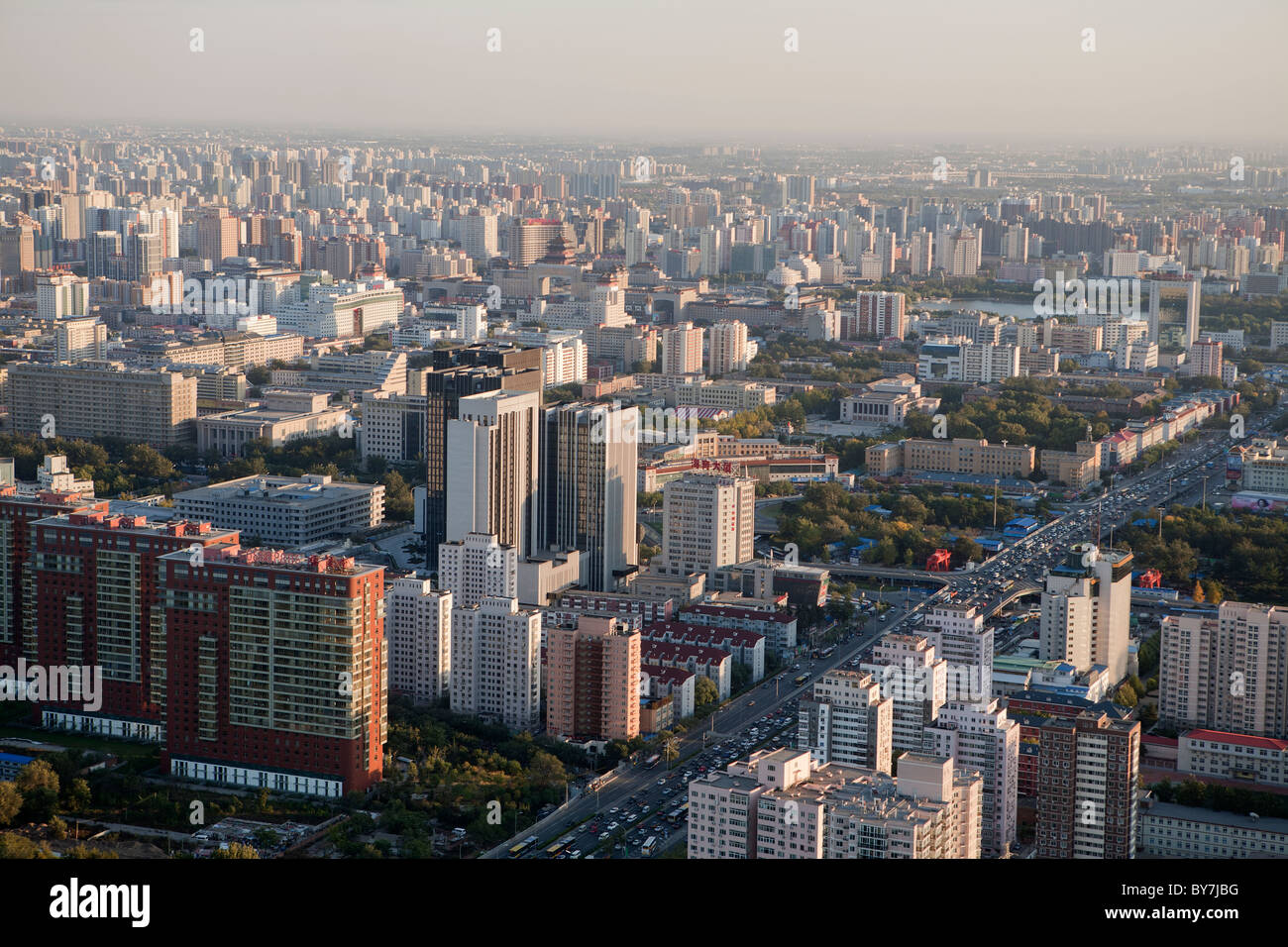 Panoramablick von der zentrale Fernsehturm Peking Stockfoto