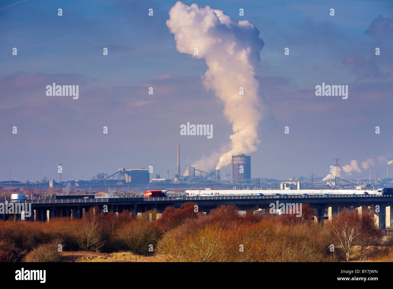 Verschmutzung durch die Corus Stahlwerke, Port Talbot, Wales, UK Stockfoto