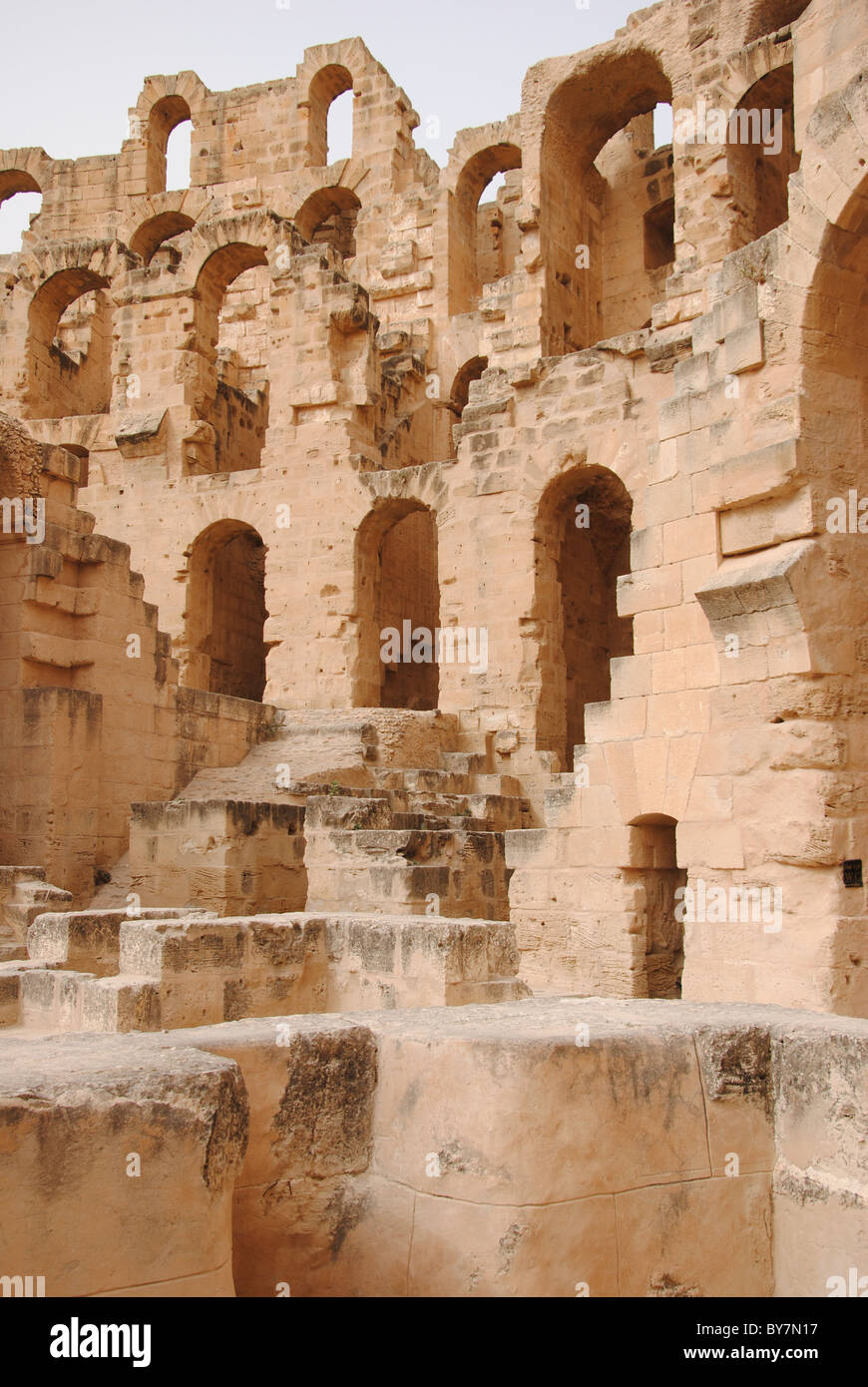 Blick auf das Kolosseum, El Jem Stockfoto