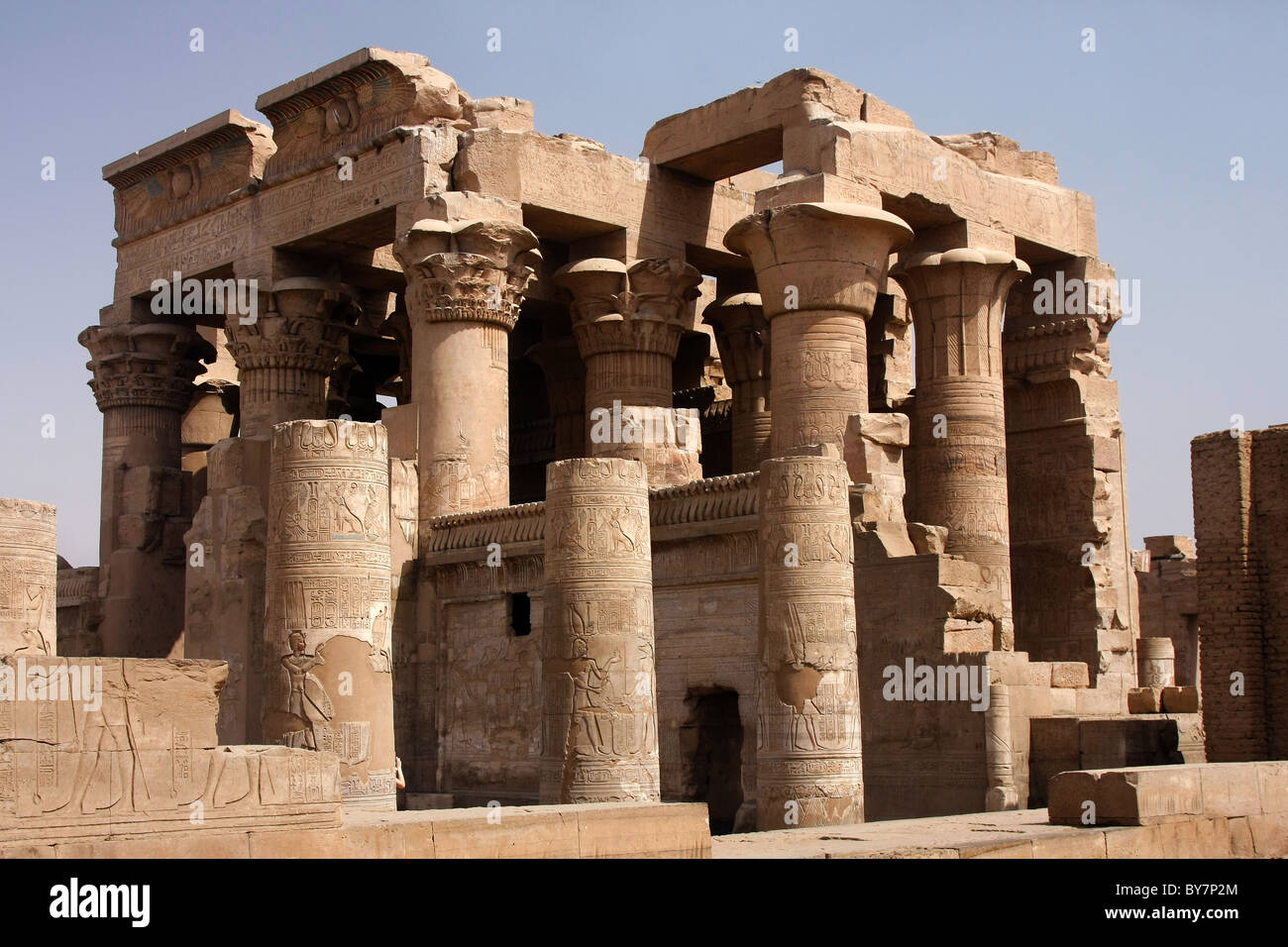 Der Tempel von Kom Ombo auf dem Nil, Ägypten, gewidmet dem Krokodilgott Sobek. Stockfoto