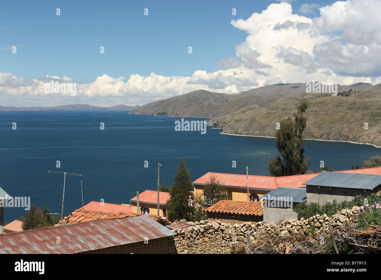 Yumani und Titicaca-See von der Isla del Sol Stockfoto