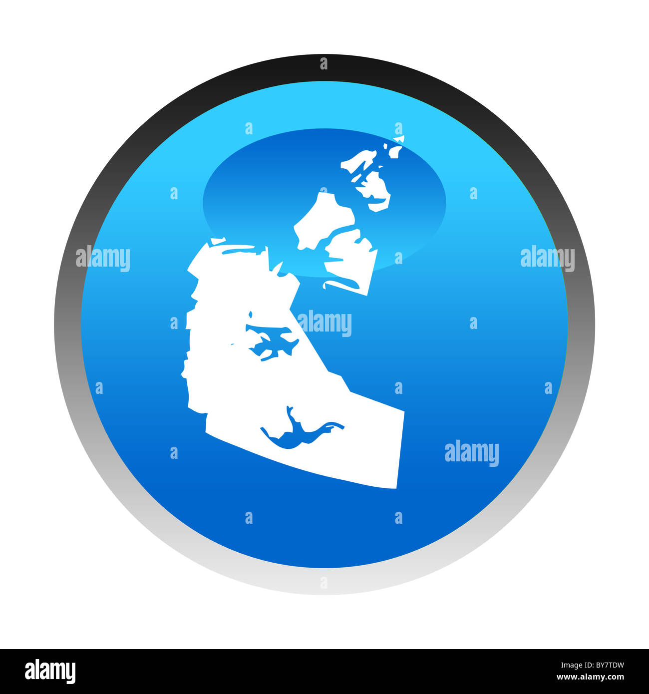 Nordwest-Territorien Karte blau kreisförmige Taste auf weißem Hintergrund isoliert. Stockfoto
