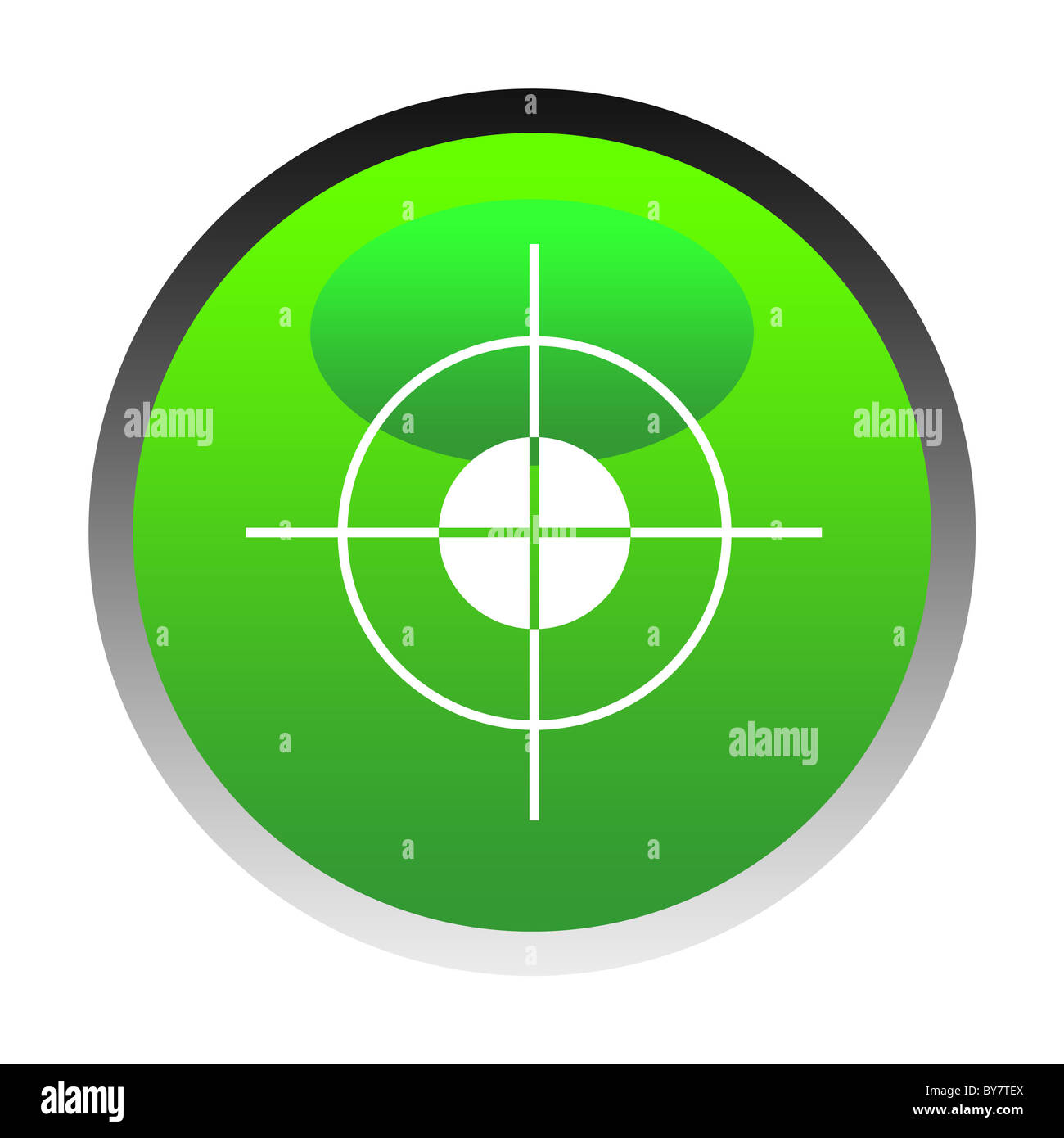 Abbildung der grünen Ziel-Taste isoliert auf weißem Hintergrund. Stockfoto