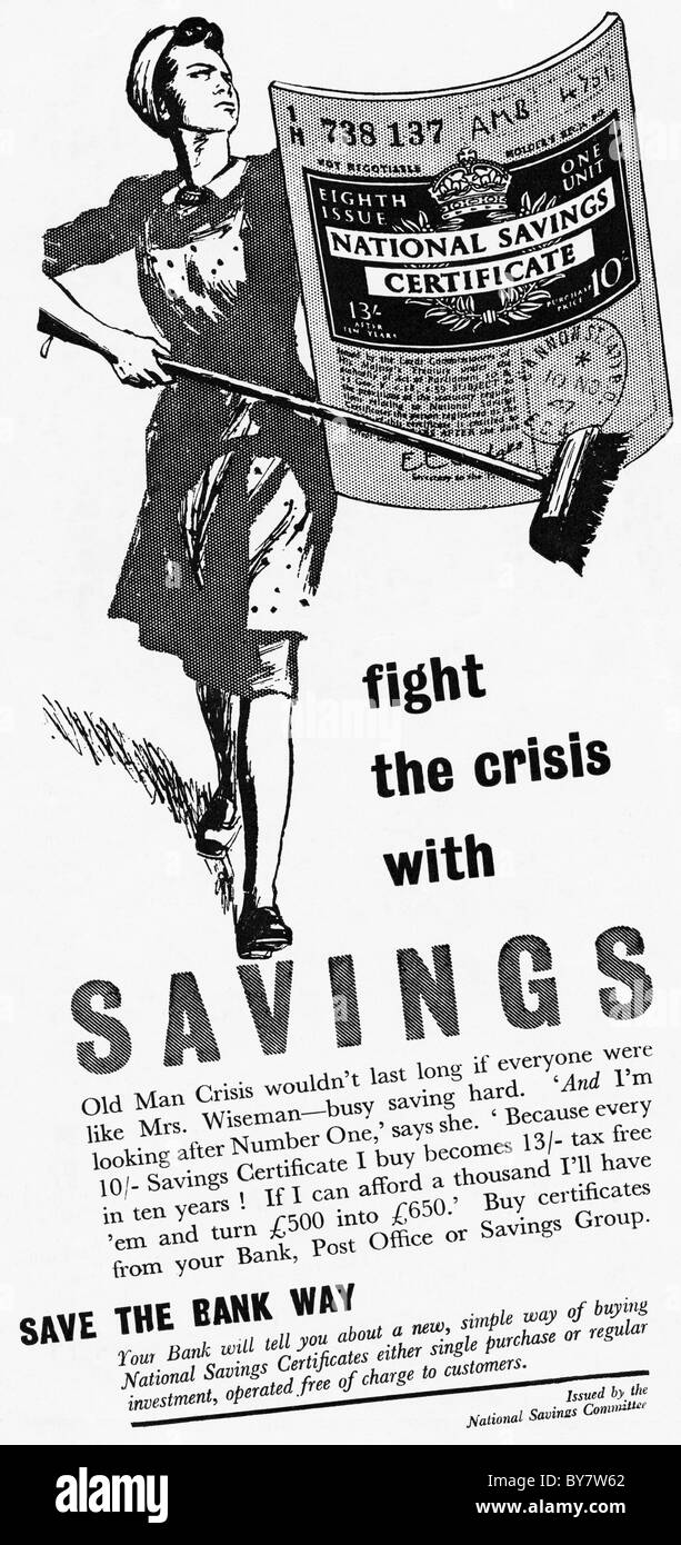 1940er Jahren Werbung für nationale KASSENOBLIGATIONEN in Frauen Hauswirtschaft Magazin Stockfoto