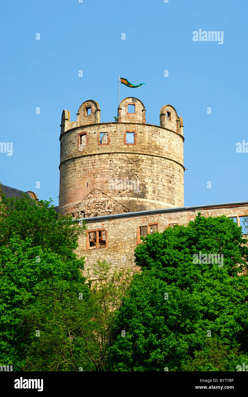 Halten Sie die obere Burg, Oberschlosses von Kranichfeld, Thüringen, Deutschland Stockfoto