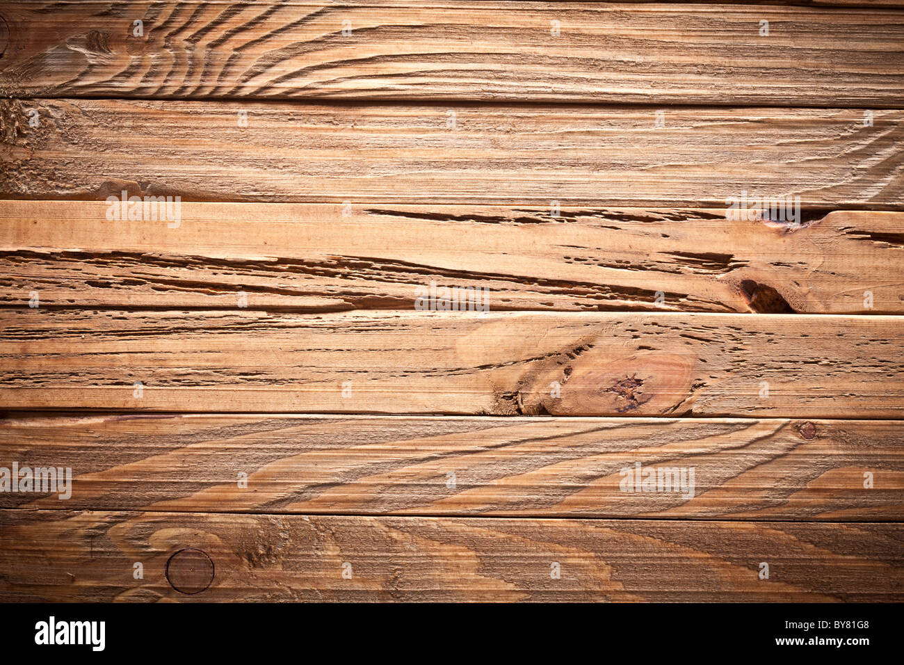 Bildstruktur von alten Holzbohlen. Stockfoto