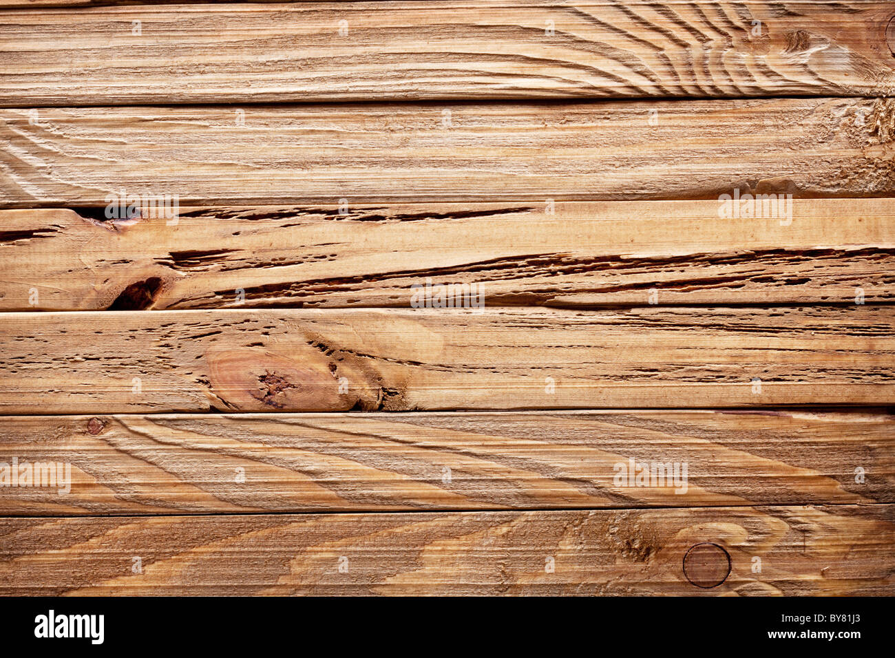 Bildstruktur von alten Holzbohlen. Stockfoto