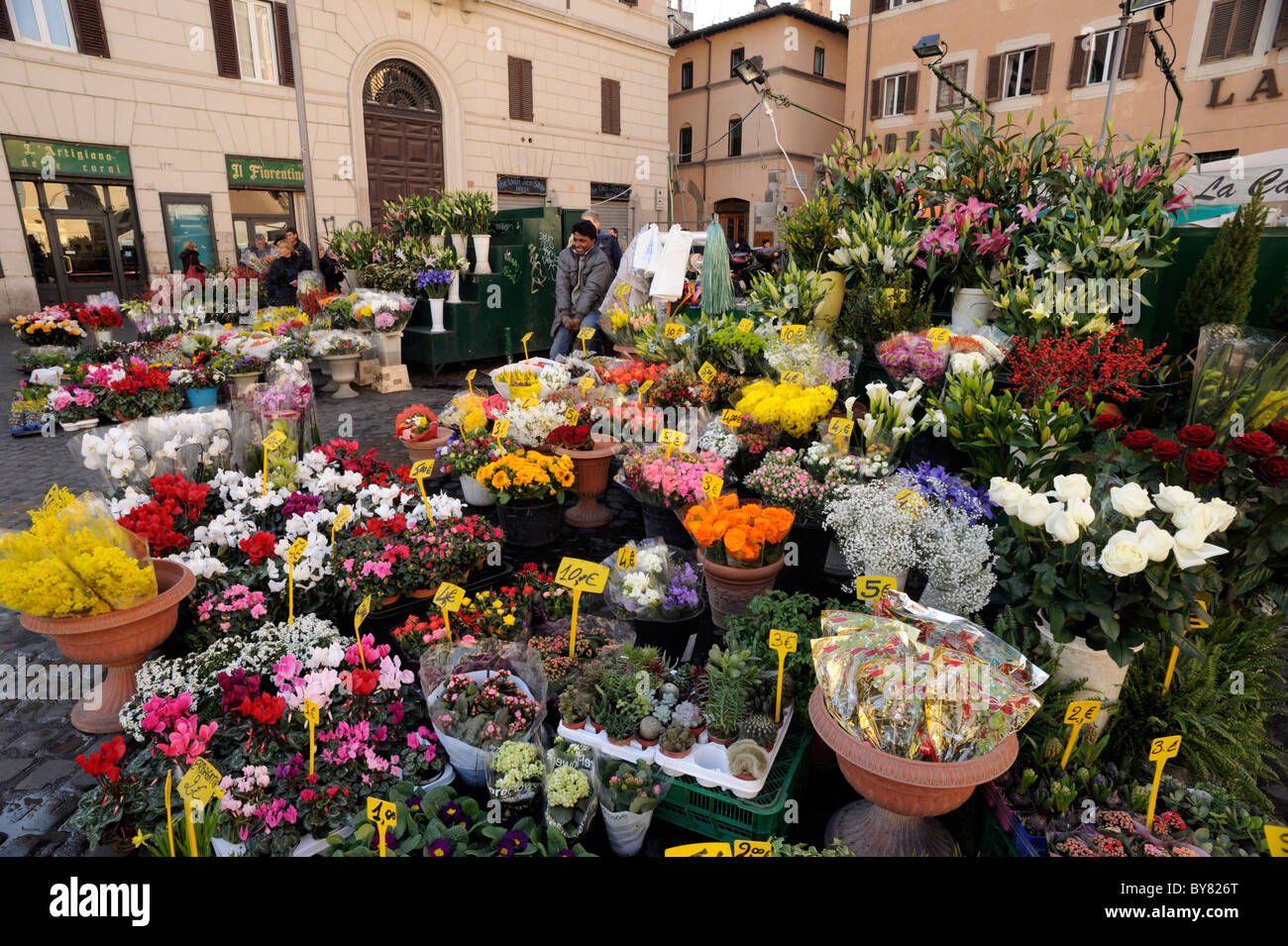 Italien, Rom, Campo de' Fiori, Marktstände Stockfoto