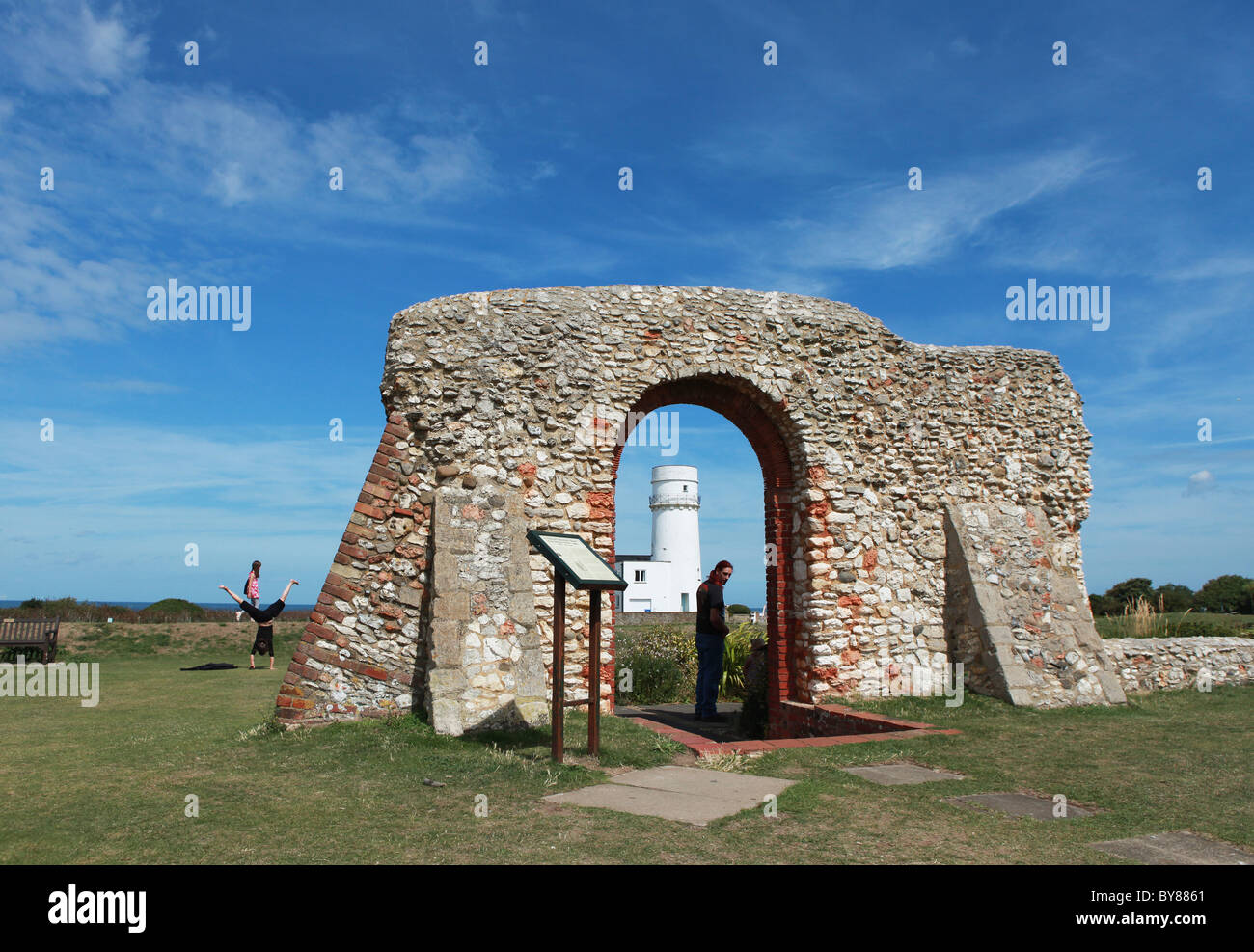 Abgebildet ist das Meer Stadt von Hunstanton in North Norfolk mit dem alten Leuchtturm.  Foto von Fabio De Paola Stockfoto