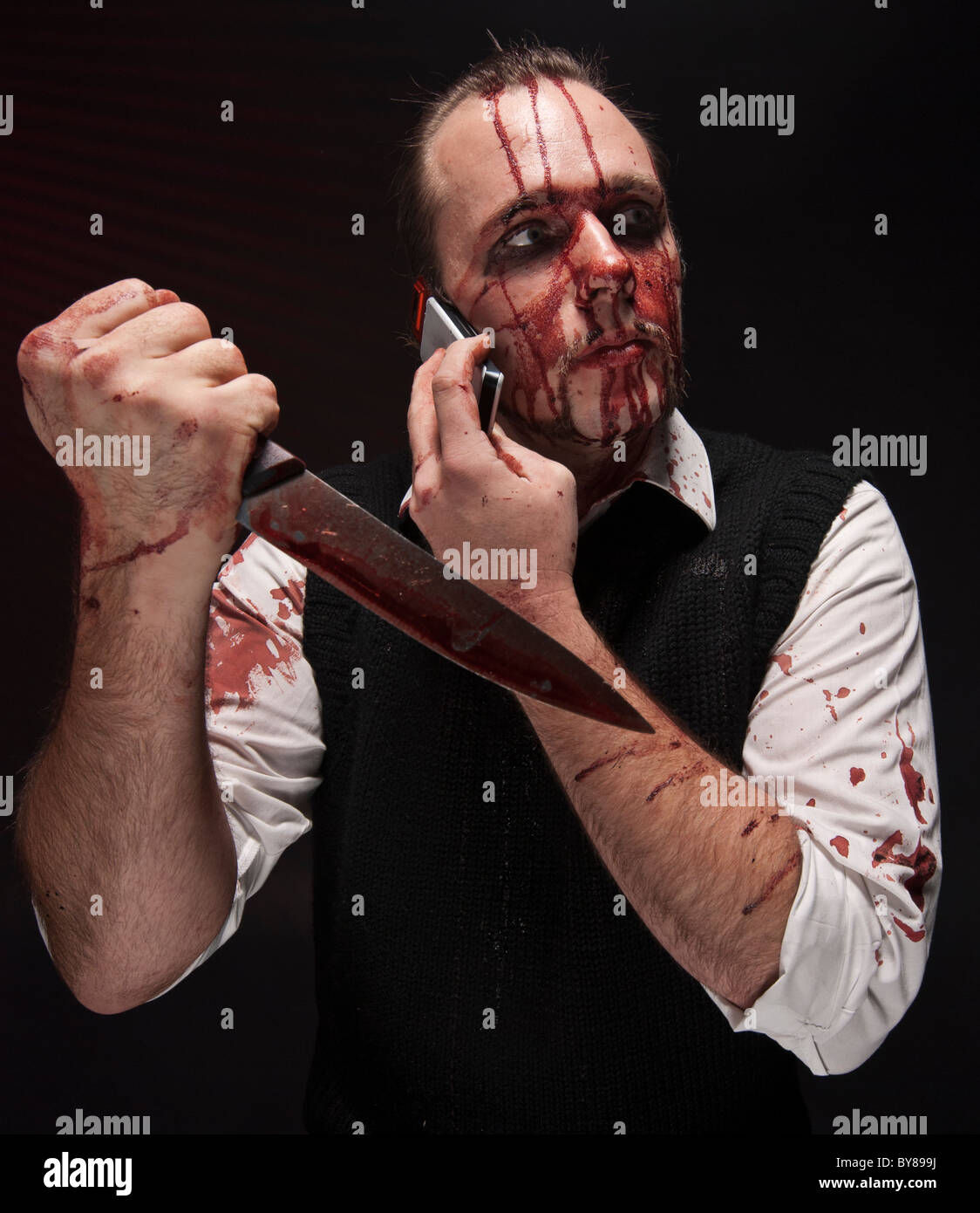 Per Telefon unterbrochen. Stockfoto
