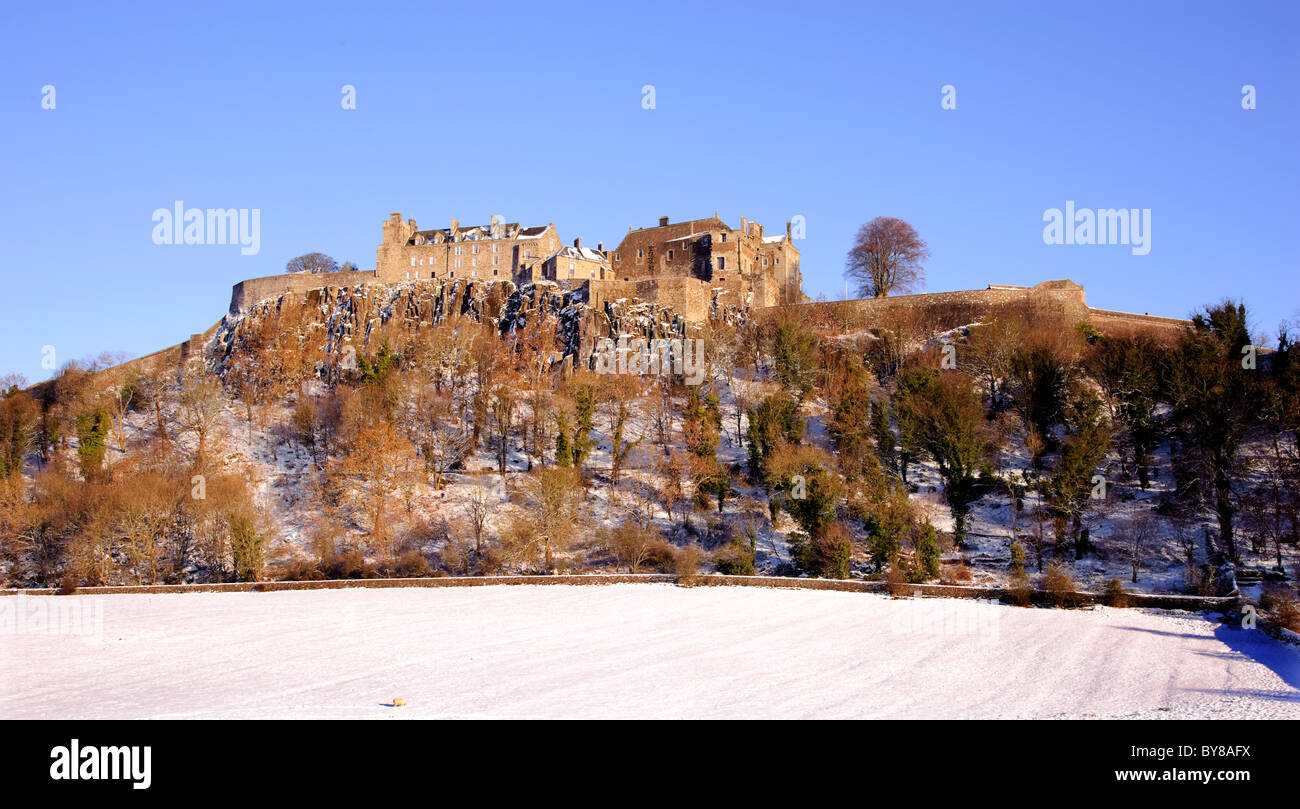 Stirling Castle aus dem Westen in Winter, Schottland, Großbritannien. Stockfoto