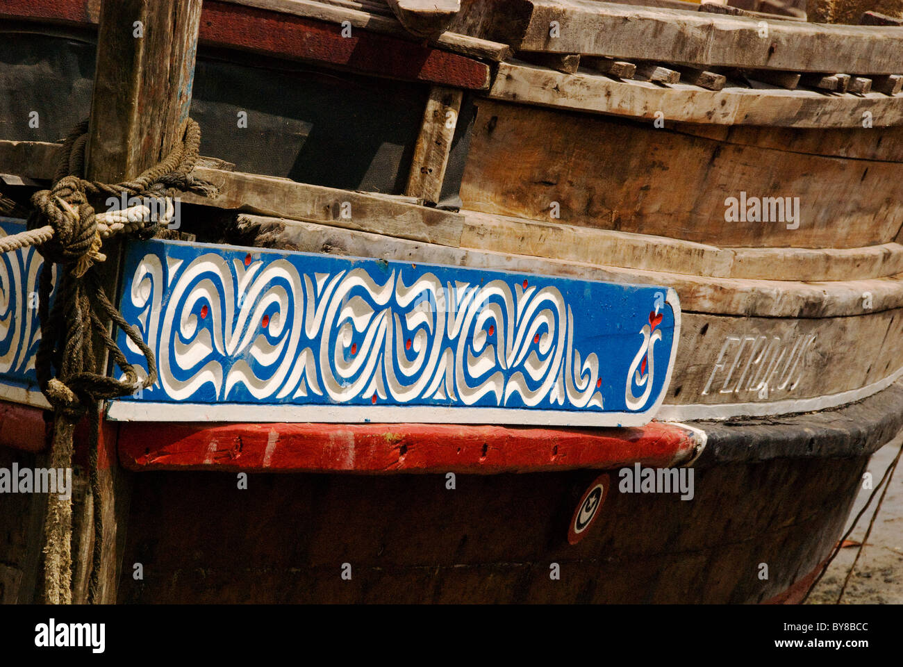 Detail der Boote Lamu Afrika Stockfoto