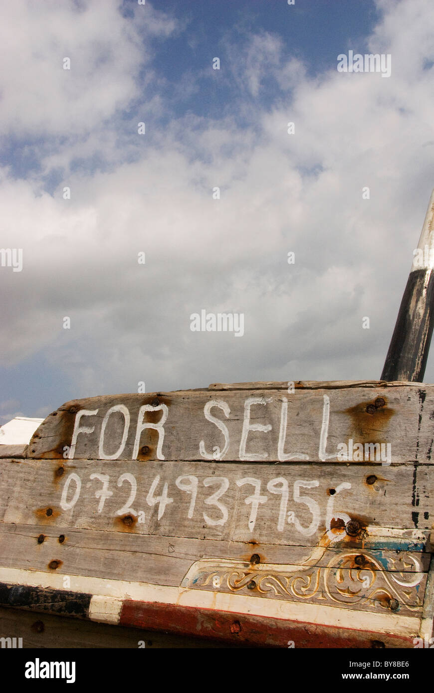 "zu verkaufen" unterzeichnen Sie Afrika Stockfoto