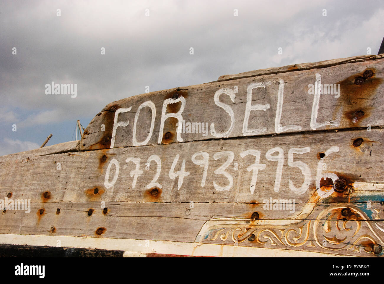 "zu verkaufen" unterzeichnen Sie Afrika Stockfoto