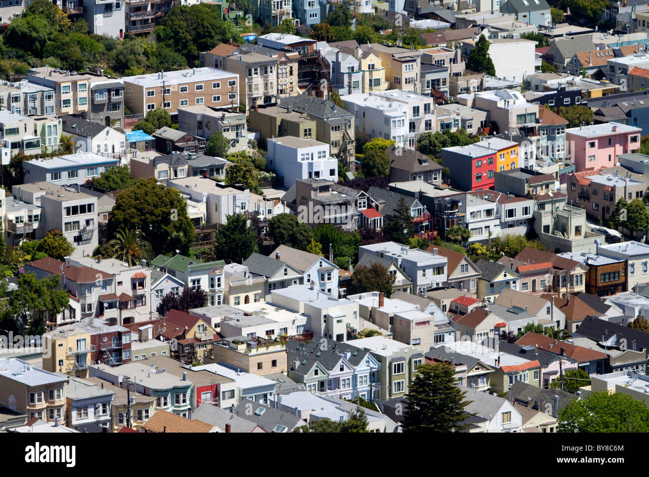 Gehäuse auf Twin Peaks, San Francisco, Kalifornien, USA. Stockfoto