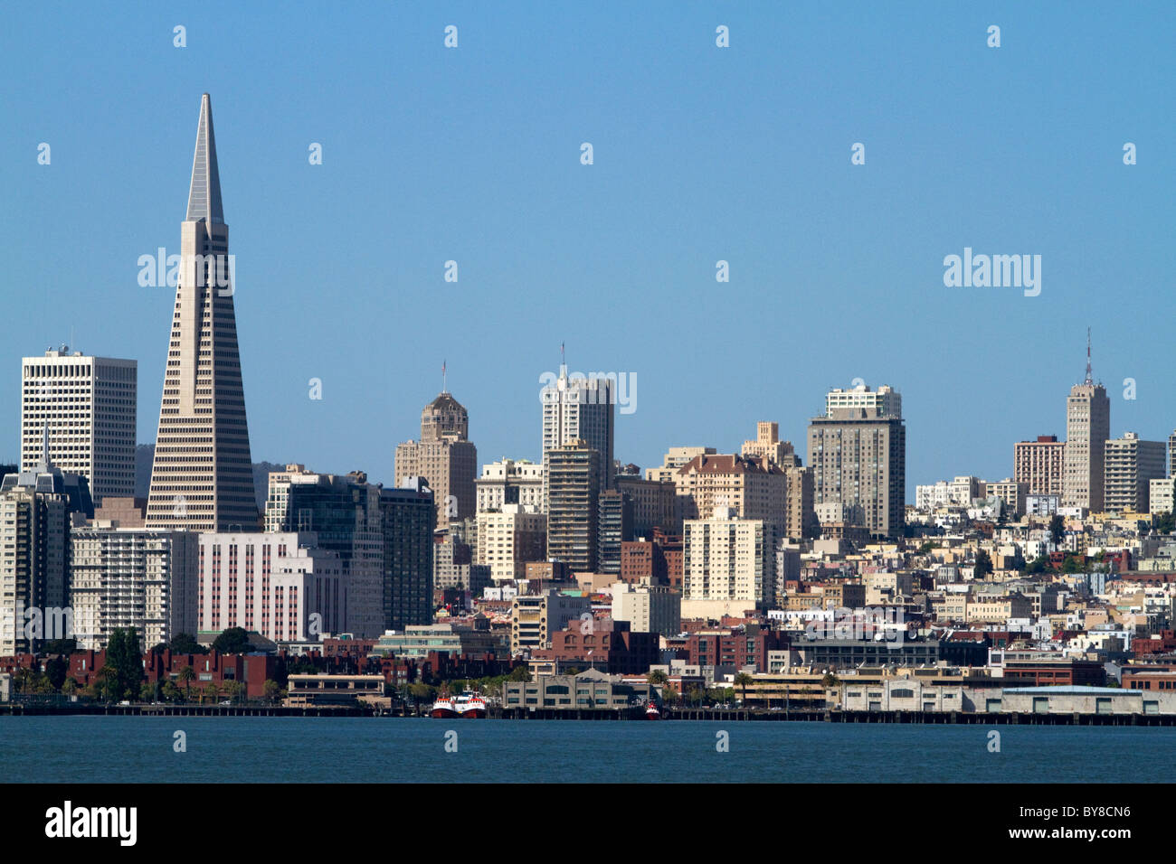Ansicht der Stadt San Francisco von Treasure Island, Kalifornien, USA. Stockfoto
