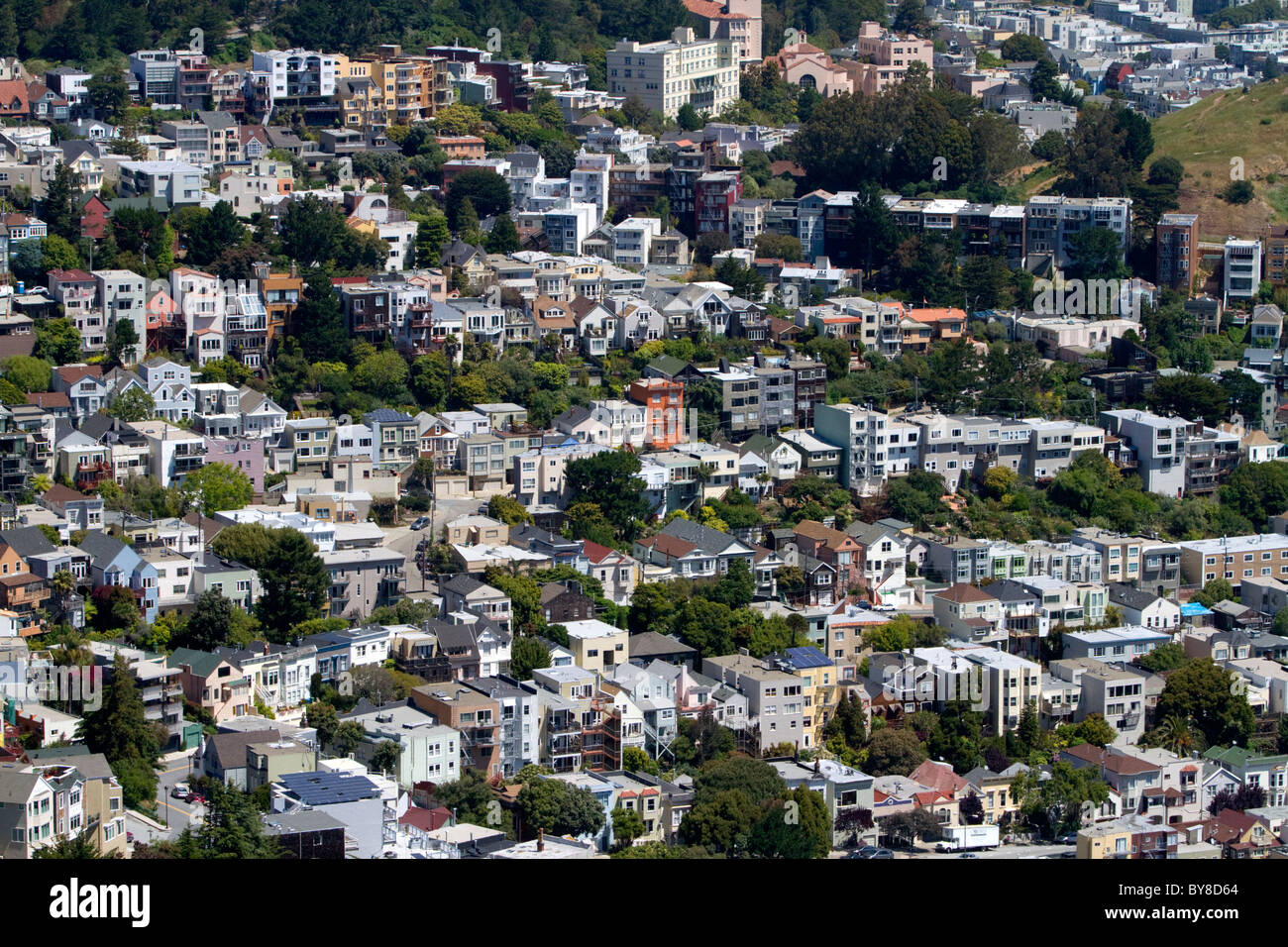 Gehäuse auf Twin Peaks, San Francisco, Kalifornien, USA. Stockfoto