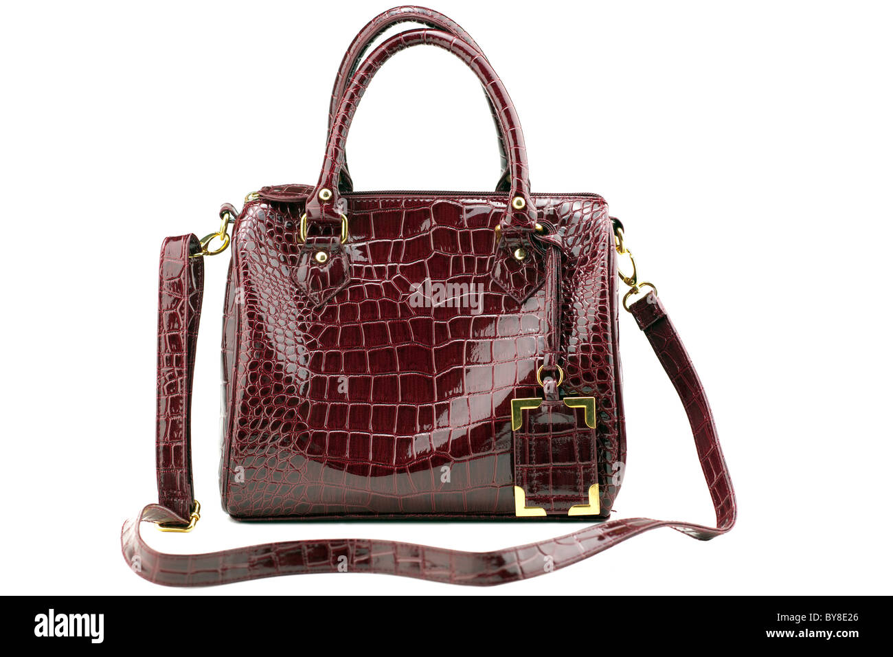 braunen Kunstleder Krokodil Lederhandtasche Stockfoto