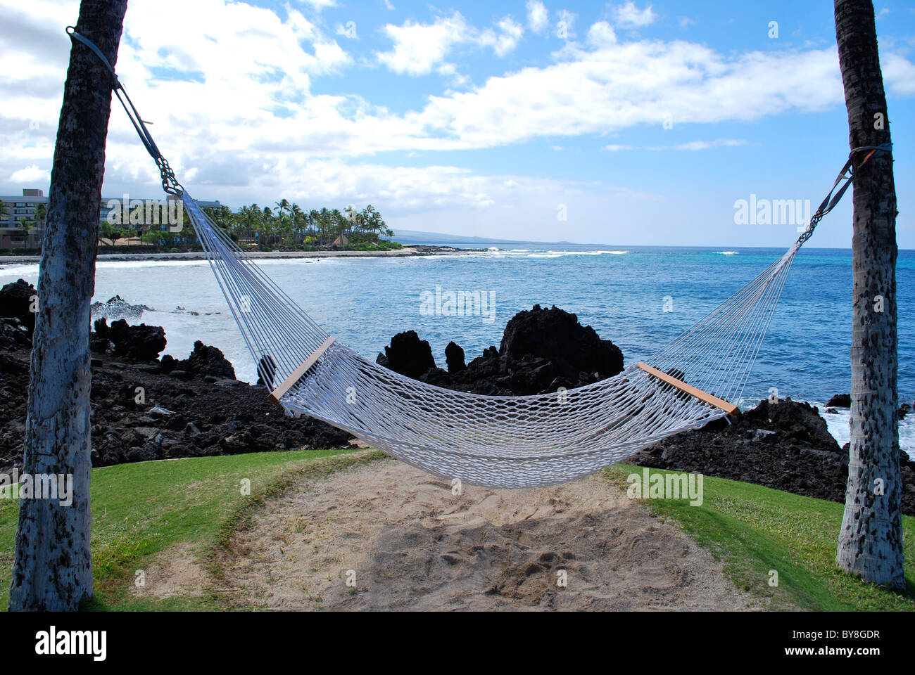 Hängematte Entspannung auf den hawaiianischen Inseln ist Paradies vom Feinsten. Stockfoto