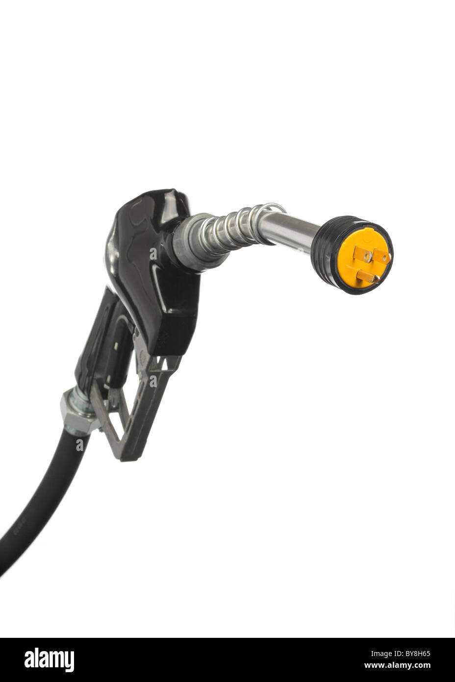 Gas-Pumpe-Düse mit elektrischer Anschluss auf den Ende-Ausschnitt Stockfoto