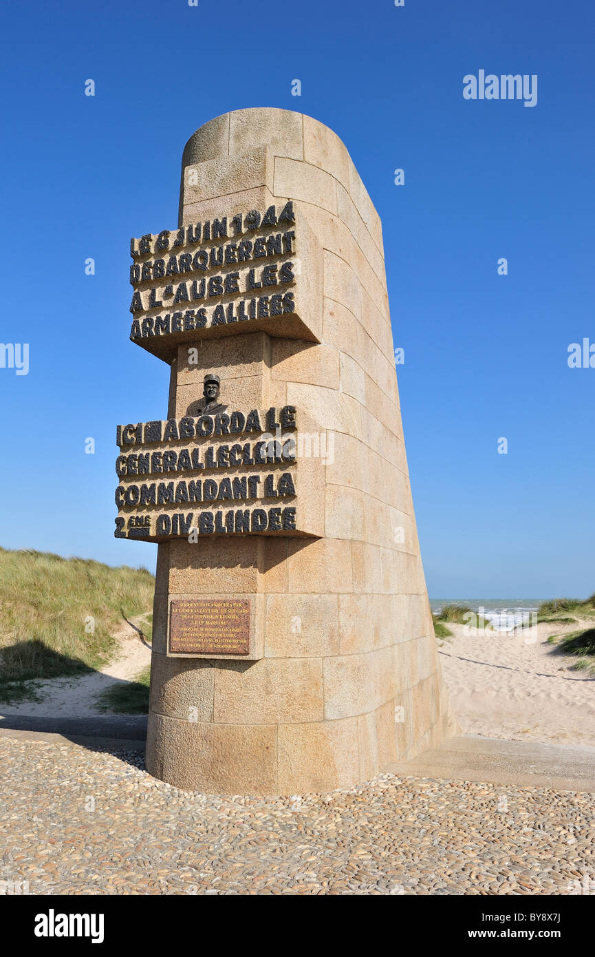 Die WW2 d-Day Denkmal Leclerc im zweiten Welt Krieg Utah Beach in den Varreville Dünen, Normandie, Frankreich Stockfoto