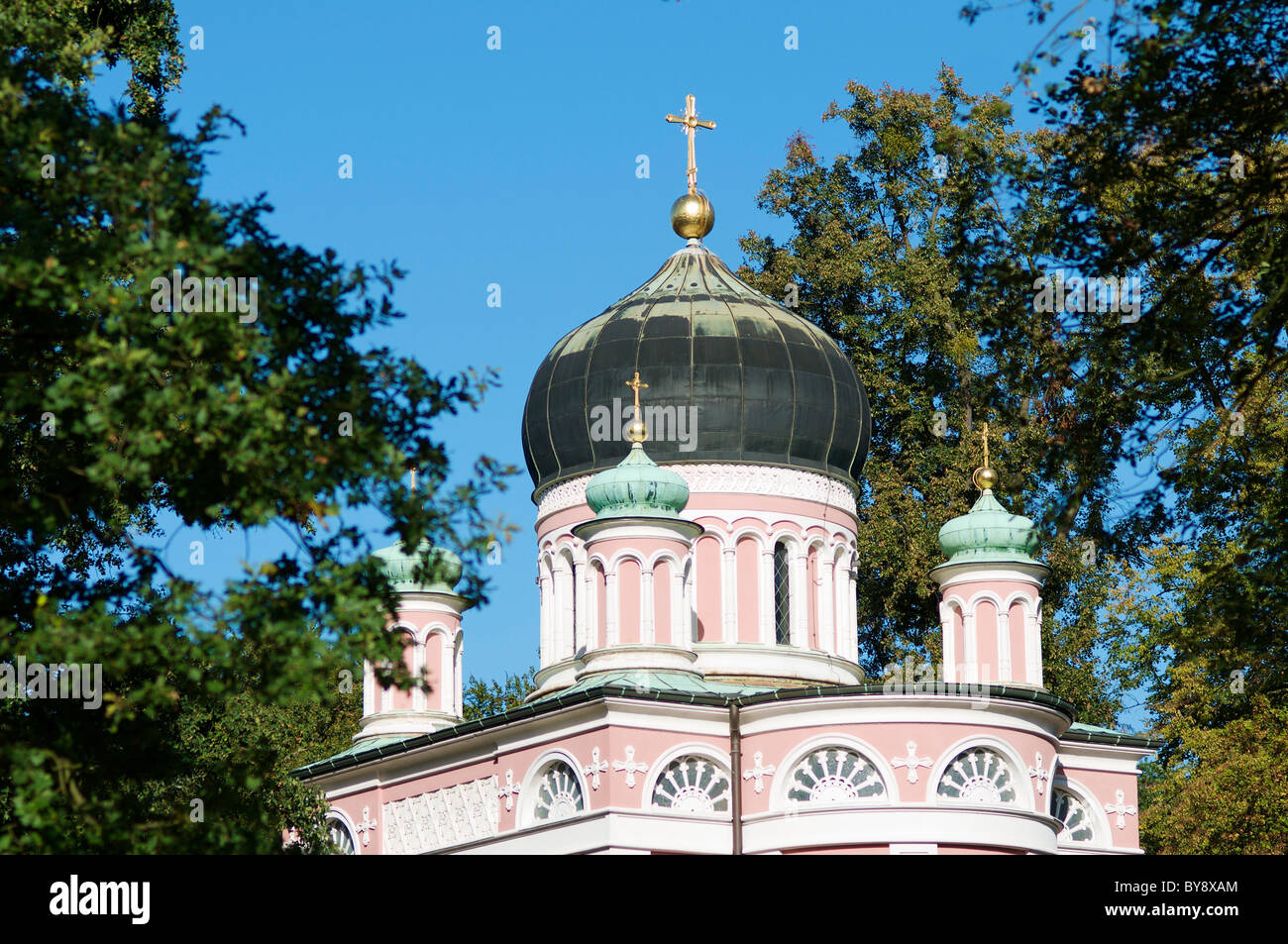 Russisch-orthodoxe Kirche von Alexander Nevski (1829) in Potsdam (Deutschland). Es ist die älteste Russisch-orthodoxe Kirche Deutschlands. Stockfoto