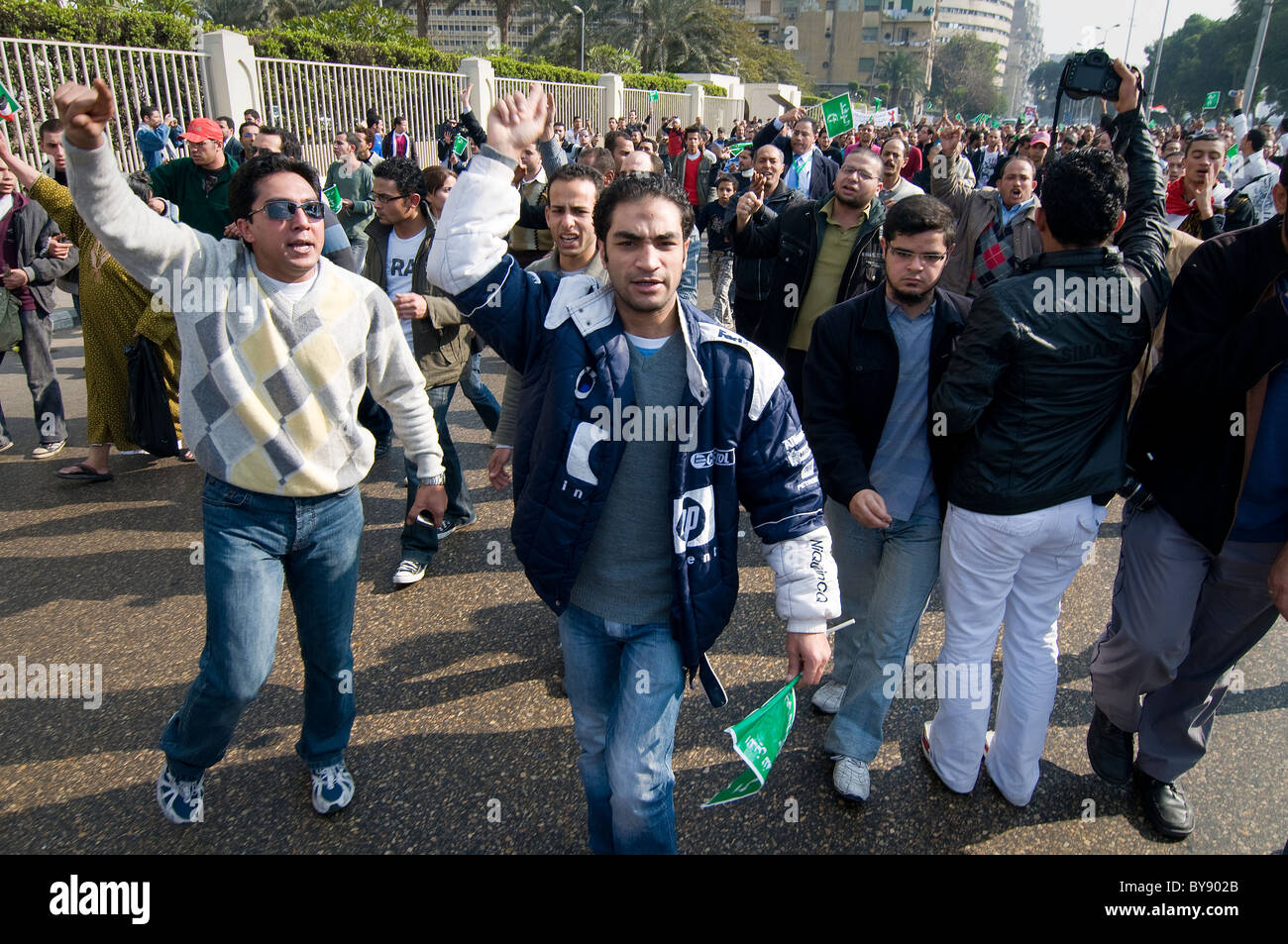 Am 25. Januar 2011 konfrontiert Ägypten den riesigen anti-Regierungs-Demos von den Aufstand in Tunesien inspiriert. Stockfoto