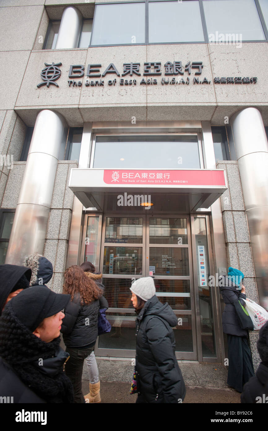 Chinatown-Filiale an der Canal Street von der Bank of East Asia in New York Stockfoto