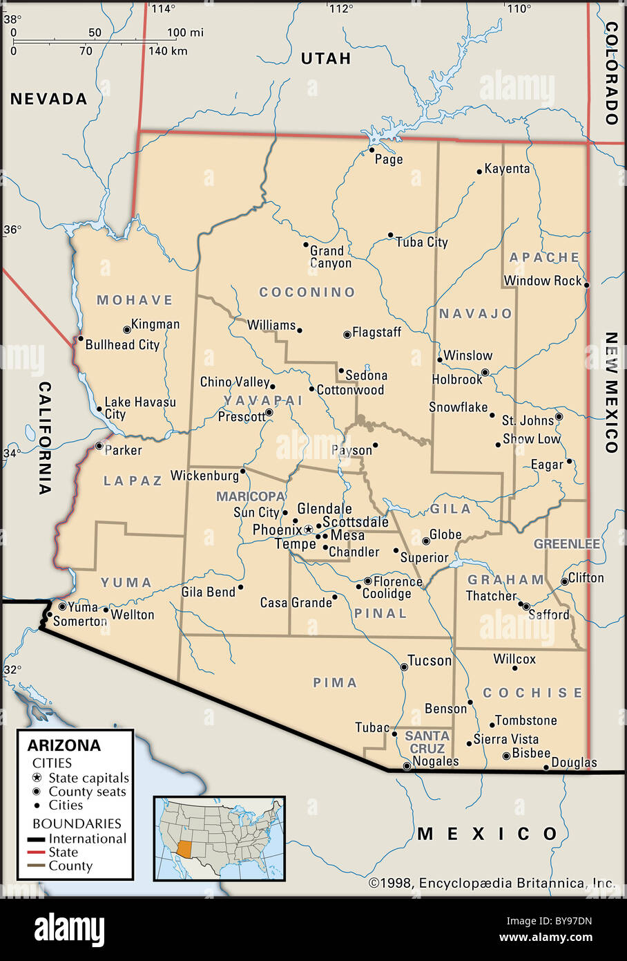 Arizona Map Stockfotos & Arizona Map Bilder - Alamy