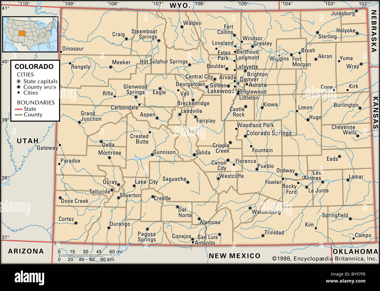 Political map of colorado -Fotos und -Bildmaterial in hoher Auflösung ...