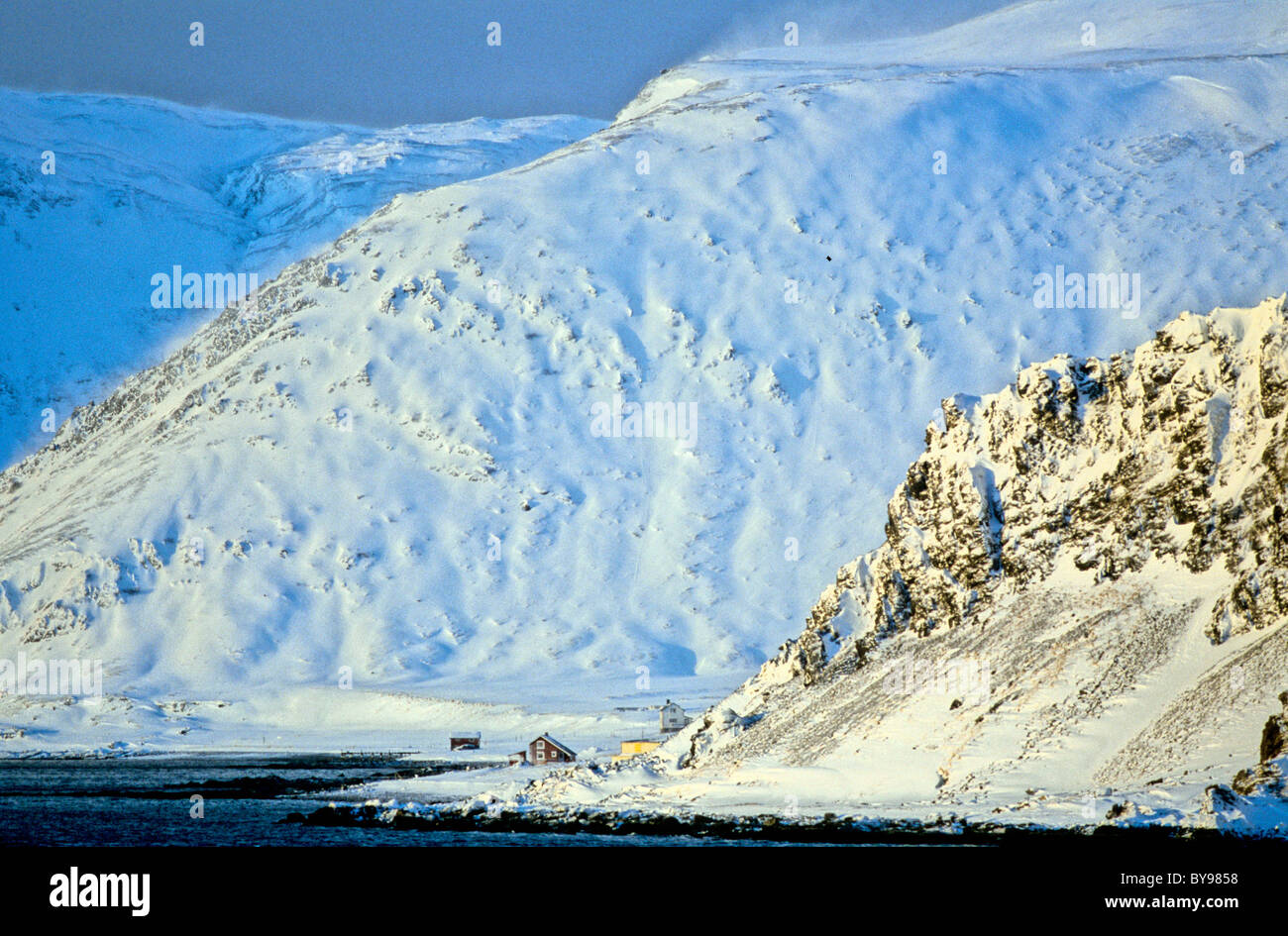 Nordkap, Norwegen, Küstenlinie. Stockfoto