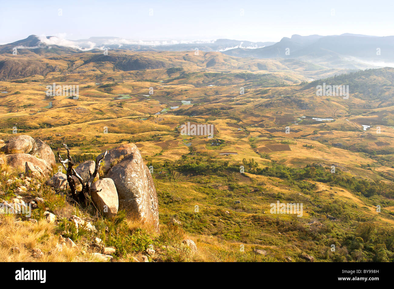 Zeigen Sie über Andringitra Nationalpark im Süden Madagaskars an. Stockfoto